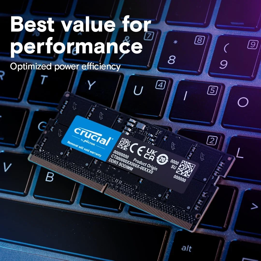 کیت رم 32 گیگابایتی Crucial (2x16GB) DDR5 5600MHz (یا 5200MHz یا 4800MHz) حافظه لپ تاپ CT2K16G56C46S5 کیت رم 32 گیگابایتی Crucial (2x16GB) DDR5 5600MHz (یا 5200MHz یا 4800MHz) حافظه لپ تاپ CT2K16G56C46S5