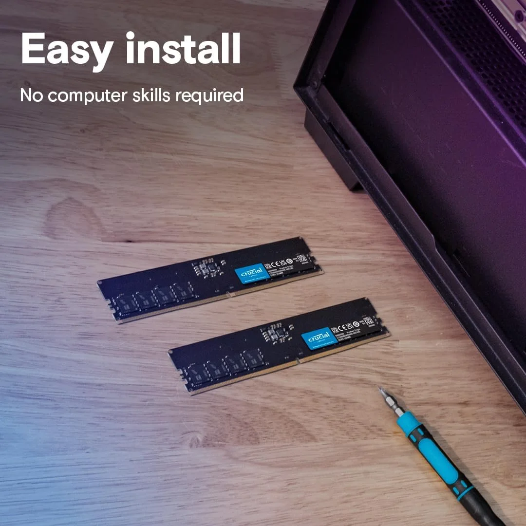 کیت 128 گیگابایتی (2x64 گیگابایت) رم DDR5 کروشیال 5600 مگاهرتز (یا 5200 مگاهرتز یا 4800 مگاهرتز) حافظه دسکتاپ، UDIMM 288-Pin، سازگار با آخرین پردازنده های Intel Core و AMD Ryzen 8000 و بالاتر – CT2K64G56C46U5 کیت 128 گیگابایتی (2x64 گیگابایت) رم DDR5 کروشیال 5600 مگاهرتز (یا 5200 مگاهرتز یا 4800 مگاهرتز) حافظه دسکتاپ، UDIMM 288-Pin، سازگار با آخرین پردازنده های Intel Core و AMD Ryzen 8000 و بالاتر – CT2K64G56C46U5