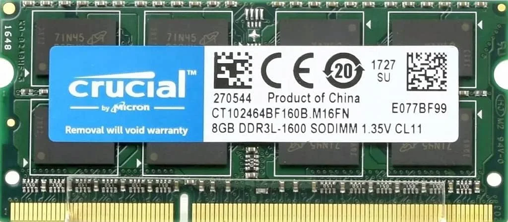رم لپ تاپ کروشیال 8 گیگابایت DDR3 1600 مگاهرتز PC3-12800 CL11 SODIMM 204pin 1.35V/1.5V
