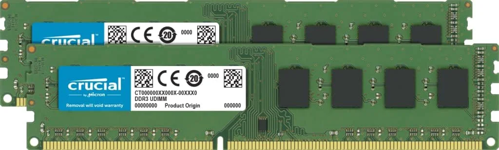 رم تک کاناله 2 گیگابایتی DDR3L 1600 MT/s کروشیال (PC3L-12800) بدون بافر UDIMM مدل CT25664BD160B کیت 16 گیگابایتی (2x8GB) مدل CT2K102464BD160B