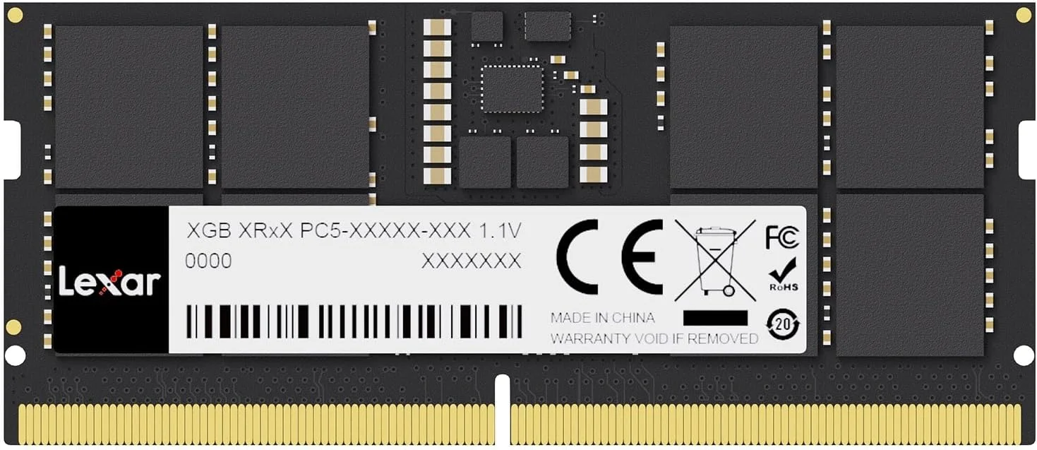 رم لپ تاپ Lexar SODIMM 16GB DDR5 با فرکانس 5600 مگاهرتز، 262 پین DDR5 SODIMM، رم DRAM SO-DIMM گیمینگ با عملکرد بالا برای حافظه لپ تاپ/مینی کامپیوتر All-in-one Intel NUC، 1.1 ولت، CL46-45-45-90 (LD5S16G56C46ST-BGS)