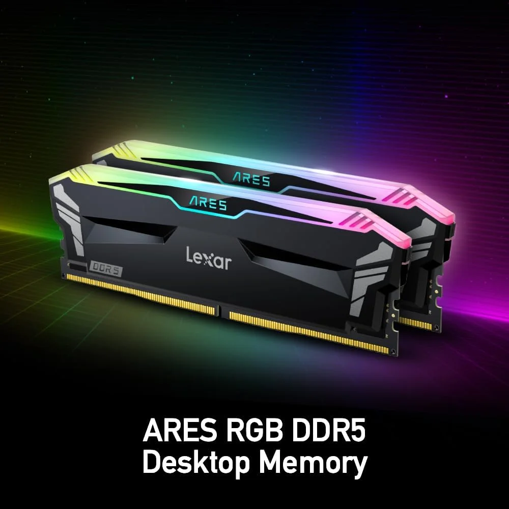 رم دسکتاپ Lexar ARES RGB DDR5 با ظرفیت 32 گیگابایت (2x16GB) و سرعت 6400MT/s CL32 - حافظه دسکتاپ Intel XMP 3.0 (مشکی) مدل LD5EU016G-R6400GDLA رم دسکتاپ Lexar ARES RGB DDR5 با ظرفیت 32 گیگابایت (2x16GB) و سرعت 6400MT/s CL32 - حافظه دسکتاپ Intel XMP 3.0 (مشکی) مدل LD5EU016G-R6400GDLA