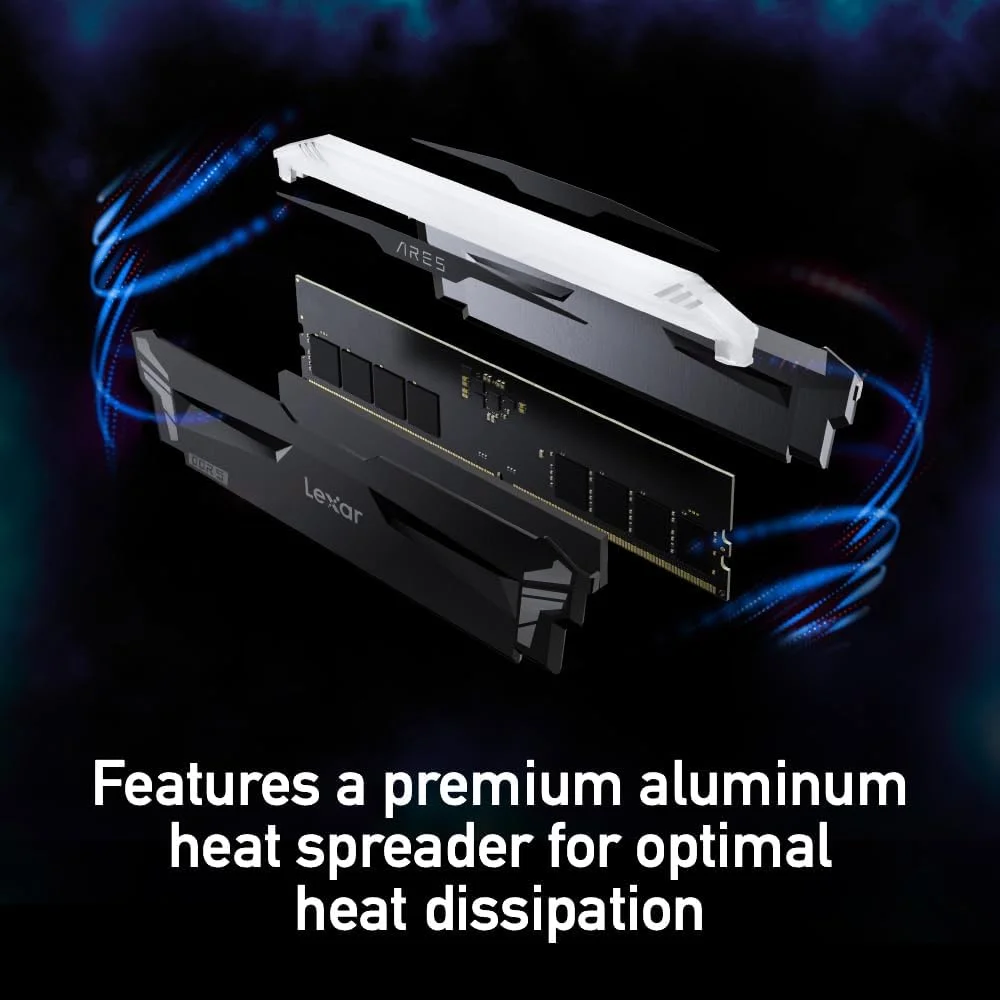 رم دسکتاپ Lexar ARES RGB DDR5 با ظرفیت 32 گیگابایت (2x16GB) و سرعت 6400MT/s CL32 - حافظه دسکتاپ Intel XMP 3.0 (مشکی) مدل LD5EU016G-R6400GDLA رم دسکتاپ Lexar ARES RGB DDR5 با ظرفیت 32 گیگابایت (2x16GB) و سرعت 6400MT/s CL32 - حافظه دسکتاپ Intel XMP 3.0 (مشکی) مدل LD5EU016G-R6400GDLA