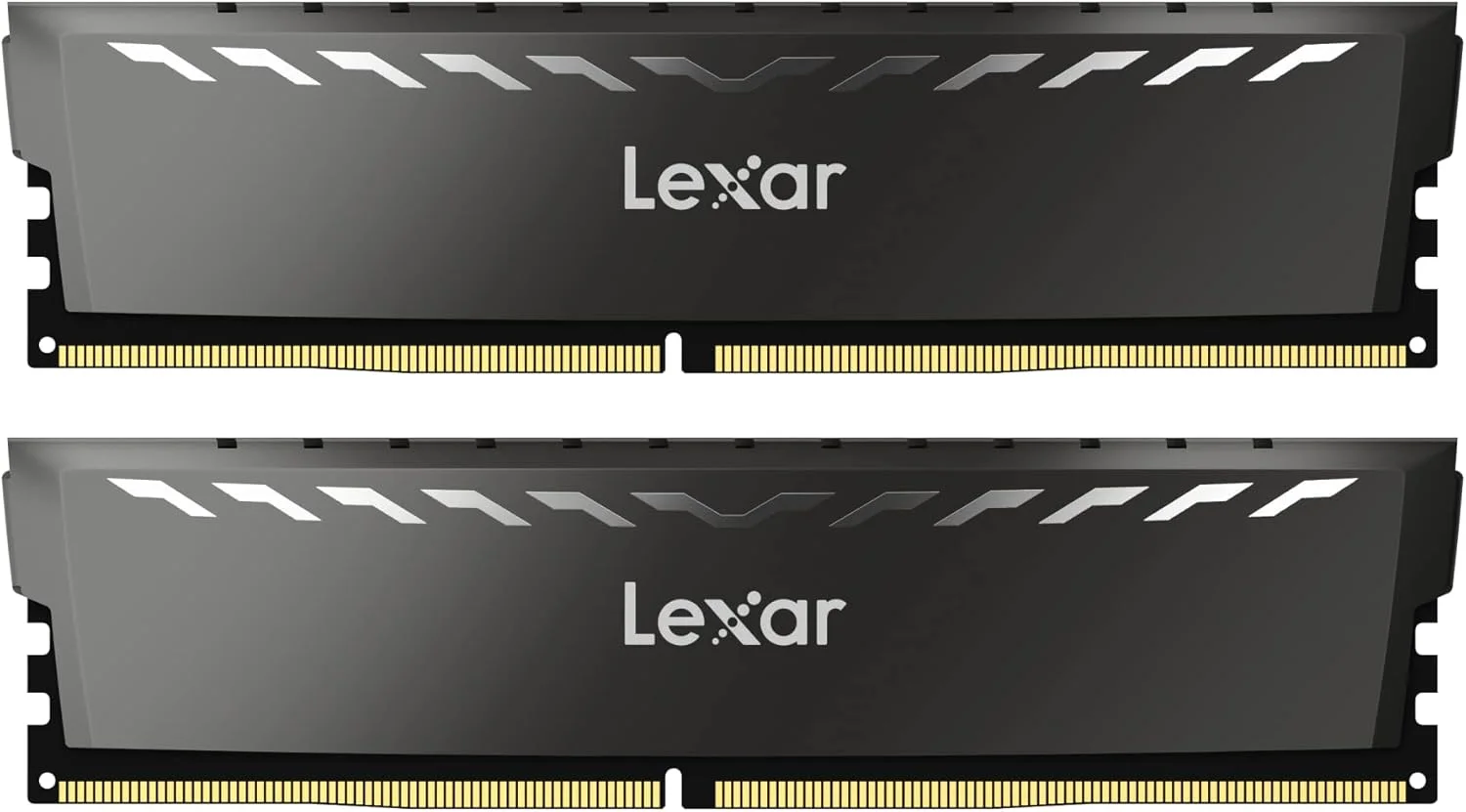 کیت رم 16 گیگابایتی Lexar THOR DDR4 (دو عدد 8 گیگابایتی) 3200 مگاهرتز، حافظه دسکتاپ UDIMM با 288 پین DRAM، حافظه کامپیوتر با عملکرد بالا XMP 2.0، CL16-18-18-38، 1.35 ولت (LD4BU008G-R3200GDXG)