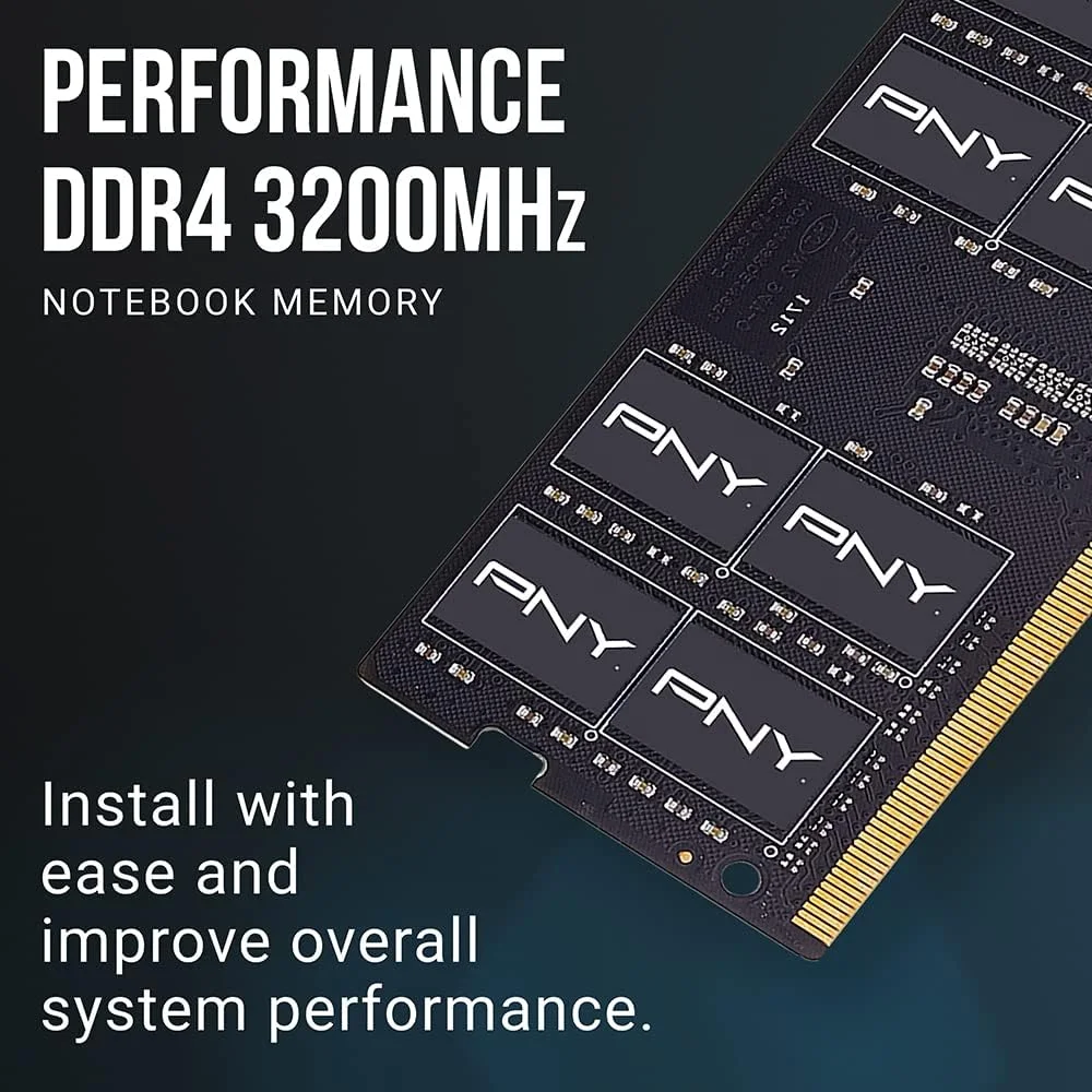 PNY Performance رم 16 گیگابایتی DDR4 با فرکانس 3200 مگاهرتز (PC4-25600) CL22 (سازگار با فرکانس‌های 2933 مگاهرتز، 2666 مگاهرتز، 2400 مگاهرتز یا 2133 مگاهرتز) 1.2 ولت نوت‌بوک/لپ‌تاپ (SODIMM) کیت حافظه کامپیوتر – MN16GSD43200-TB