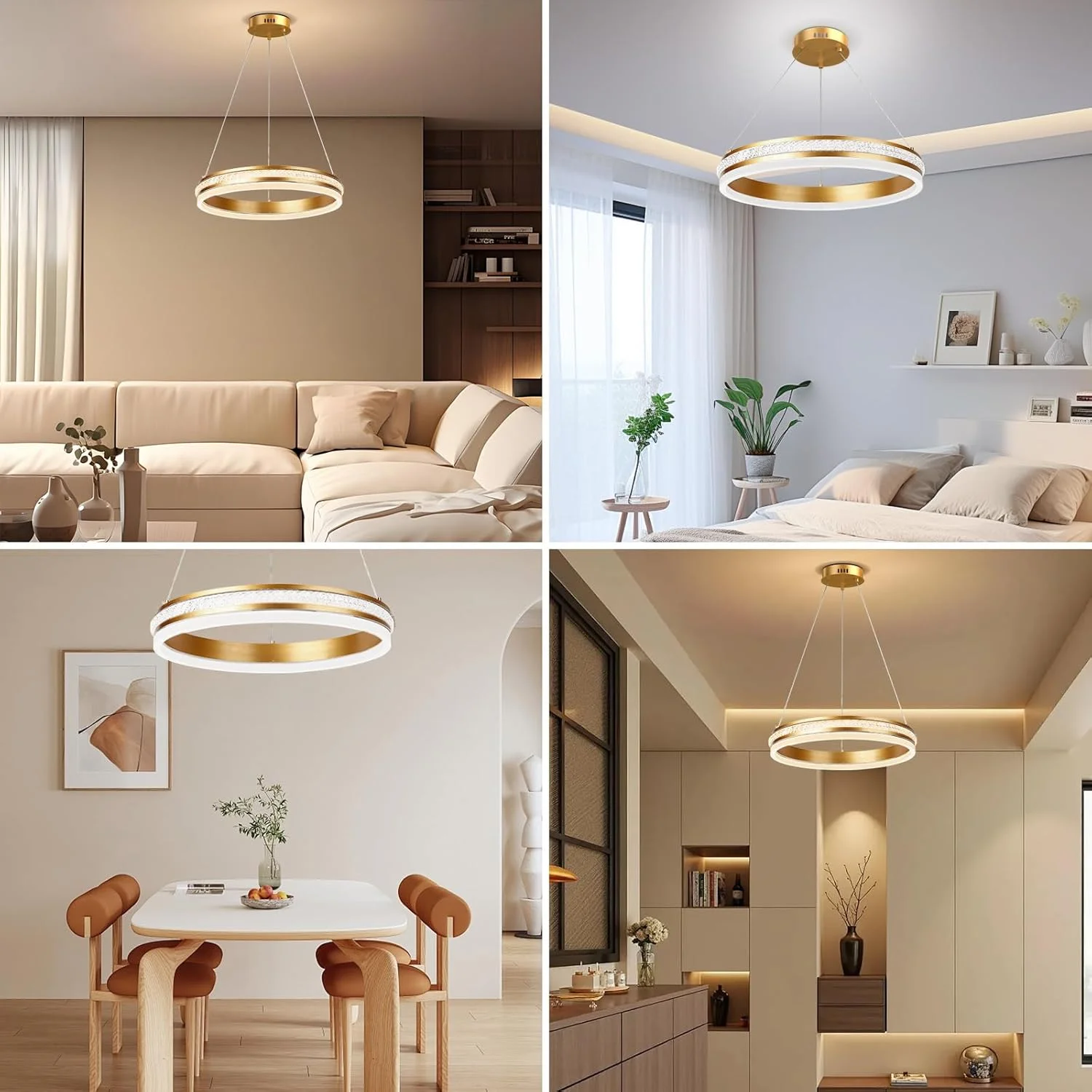 لوستر مدرن تک حلقه ای ABUDA، چراغ آویز LED با توان 50 وات و قابلیت تنظیم نور (همراه با کنترل از راه دور)، چراغ سقفی حلقه طلایی برای جزیره آشپزخانه، اتاق غذاخوری، اتاق نشیمن و اتاق خواب لوستر مدرن تک حلقه ای ABUDA، چراغ آویز LED با توان 50 وات و قابلیت تنظیم نور (همراه با کنترل از راه دور)، چراغ سقفی حلقه طلایی برای جزیره آشپزخانه، اتاق غذاخوری، اتاق نشیمن و اتاق خواب
