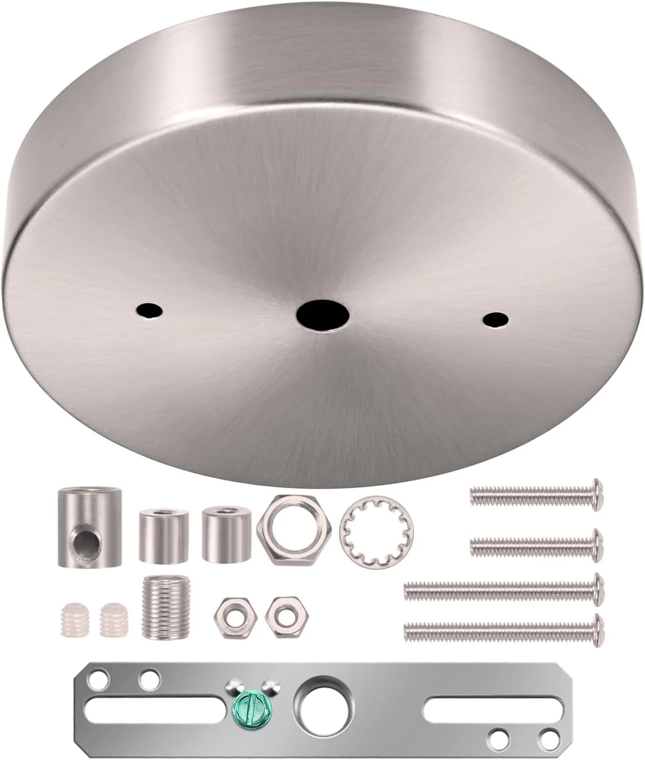 کیت سایبان روشنایی سقفی تک سر Canomo 5 1/8 اینچی با تمام سخت افزارهای نصب برای لوستر یا چراغ آویز (نیکل ساتن) کیت سایبان روشنایی سقفی تک سر Canomo 5 1/8 اینچی با تمام سخت افزارهای نصب برای لوستر یا چراغ آویز (نیکل ساتن)