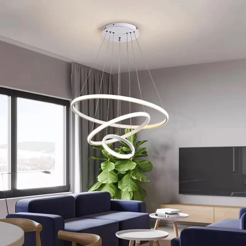 لوستر مدرن LED سه حلقه Forrio®، چراغ آویز LED، مناسب برای روشنایی سقف اتاق نشیمن، آشپزخانه، خانه روستایی، لوستر با ارتفاع قابل تنظیم برای اتاق غذاخوری، اتاق خواب، راهرو (سفید) لوستر مدرن LED سه حلقه Forrio®، چراغ آویز LED، مناسب برای روشنایی سقف اتاق نشیمن، آشپزخانه، خانه روستایی، لوستر با ارتفاع قابل تنظیم برای اتاق غذاخوری، اتاق خواب، راهرو (سفید)