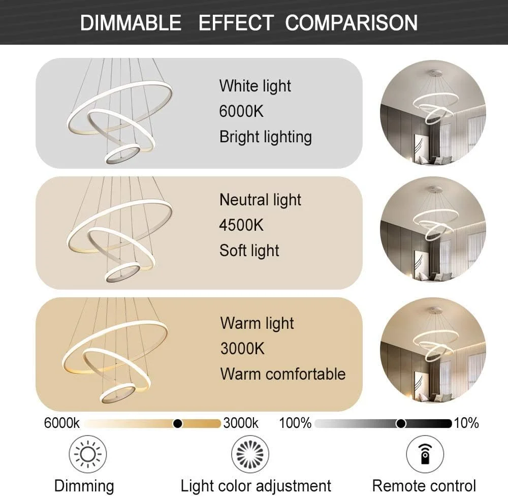 لوستر مدرن LED سه حلقه Forrio®، چراغ آویز LED، مناسب برای روشنایی سقف اتاق نشیمن، آشپزخانه، خانه روستایی، لوستر با ارتفاع قابل تنظیم برای اتاق غذاخوری، اتاق خواب، راهرو (سفید) لوستر مدرن LED سه حلقه Forrio®، چراغ آویز LED، مناسب برای روشنایی سقف اتاق نشیمن، آشپزخانه، خانه روستایی، لوستر با ارتفاع قابل تنظیم برای اتاق غذاخوری، اتاق خواب، راهرو (سفید)