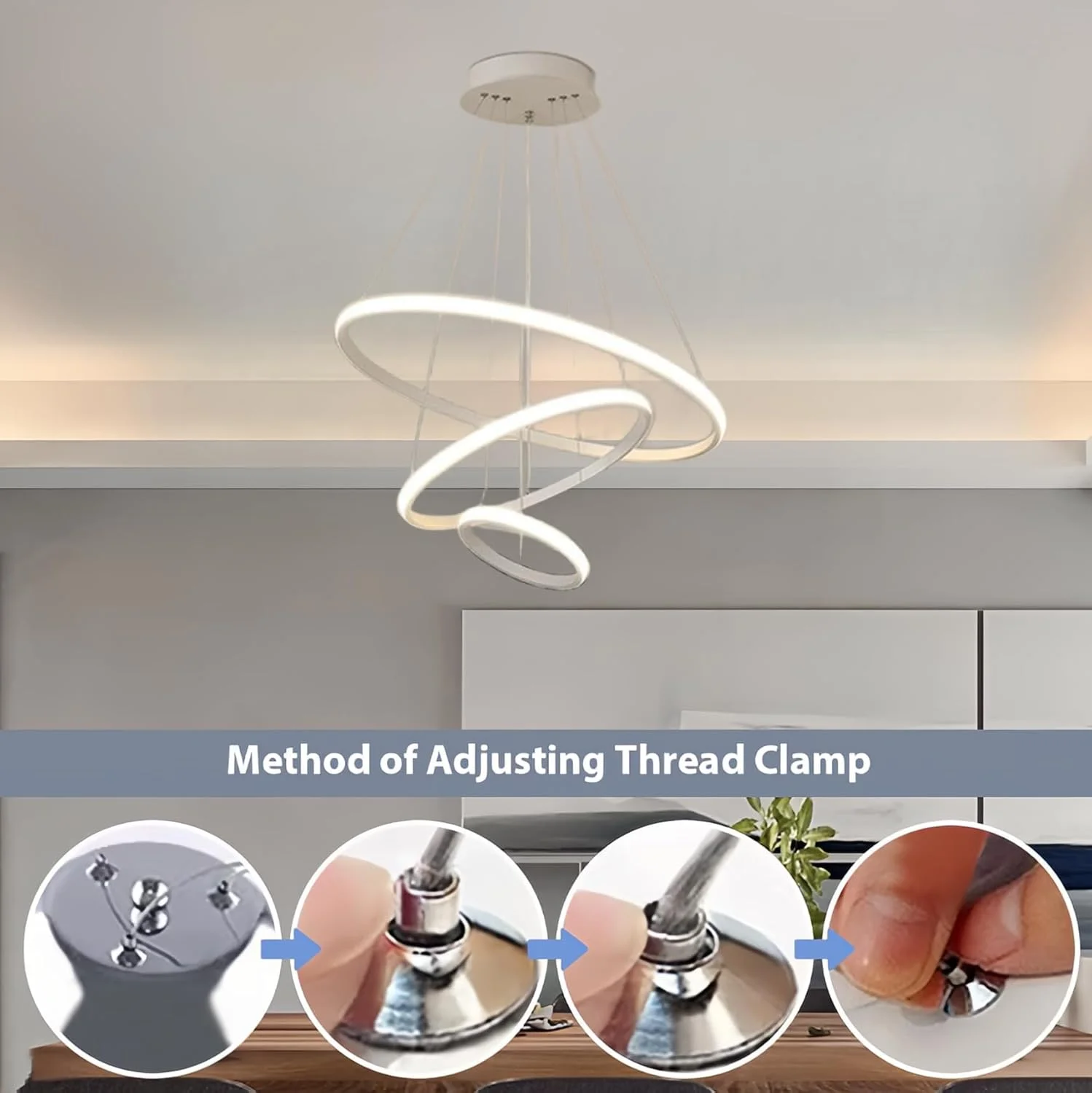 لوستر مدرن LED سه حلقه Forrio®، چراغ آویز LED، مناسب برای روشنایی سقف اتاق نشیمن، آشپزخانه، خانه روستایی، لوستر با ارتفاع قابل تنظیم برای اتاق غذاخوری، اتاق خواب، راهرو (سفید) لوستر مدرن LED سه حلقه Forrio®، چراغ آویز LED، مناسب برای روشنایی سقف اتاق نشیمن، آشپزخانه، خانه روستایی، لوستر با ارتفاع قابل تنظیم برای اتاق غذاخوری، اتاق خواب، راهرو (سفید)