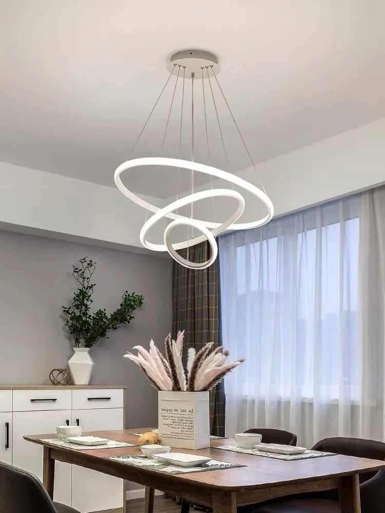 لوستر مدرن LED سه حلقه Forrio®، چراغ آویز LED، مناسب برای روشنایی سقف اتاق نشیمن، آشپزخانه، خانه روستایی، لوستر با ارتفاع قابل تنظیم برای اتاق غذاخوری، اتاق خواب، راهرو (سفید) لوستر مدرن LED سه حلقه Forrio®، چراغ آویز LED، مناسب برای روشنایی سقف اتاق نشیمن، آشپزخانه، خانه روستایی، لوستر با ارتفاع قابل تنظیم برای اتاق غذاخوری، اتاق خواب، راهرو (سفید)