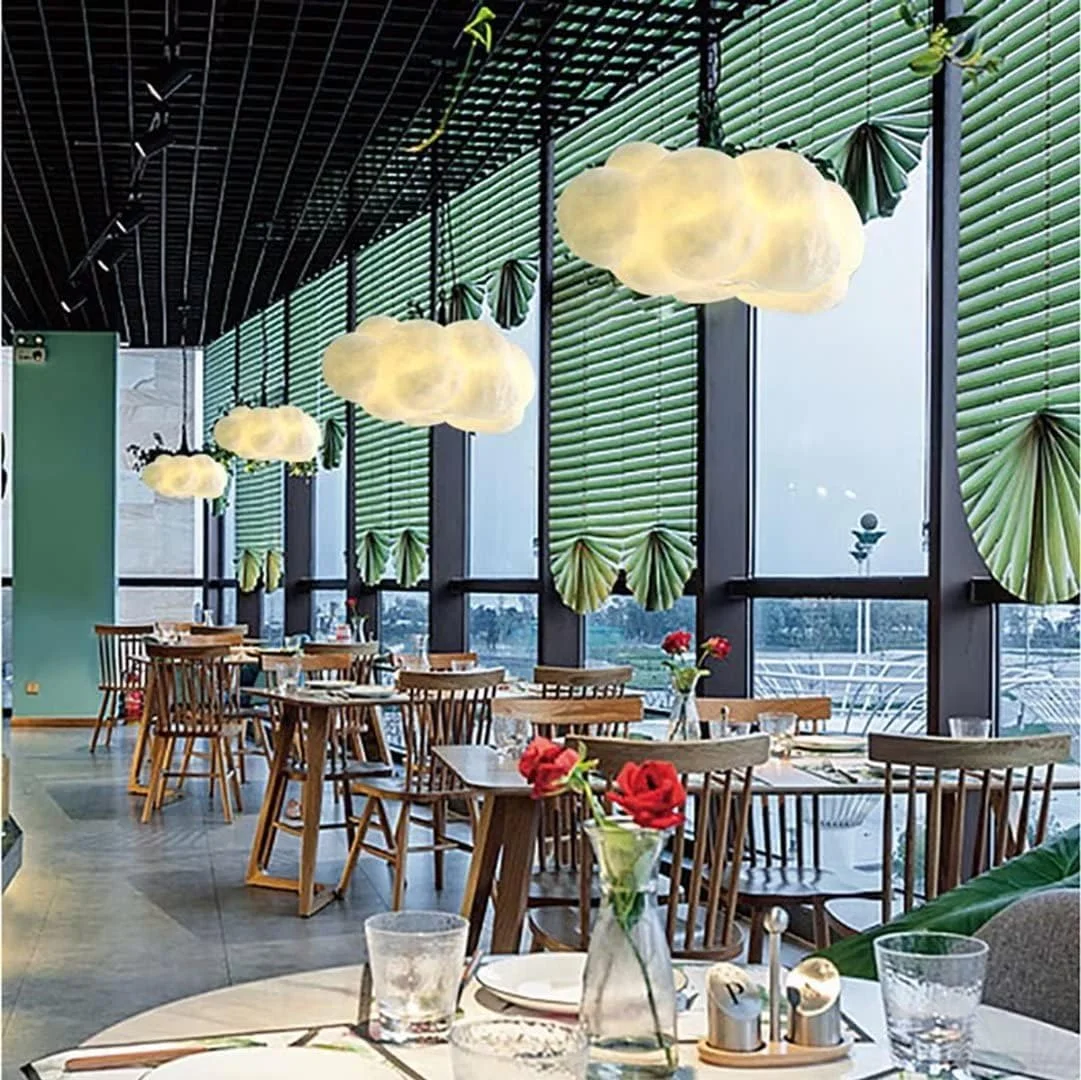 چراغ آویز پنبه ای ابری خلاقانه سه بعدی DUNMW، لوستر محافظت در برابر آتش، چراغ سقفی ابری تزئینی، لوستر ابری با جو، اتاق خواب، اتاق نشیمن، فروشگاه، 3 نورپردازی