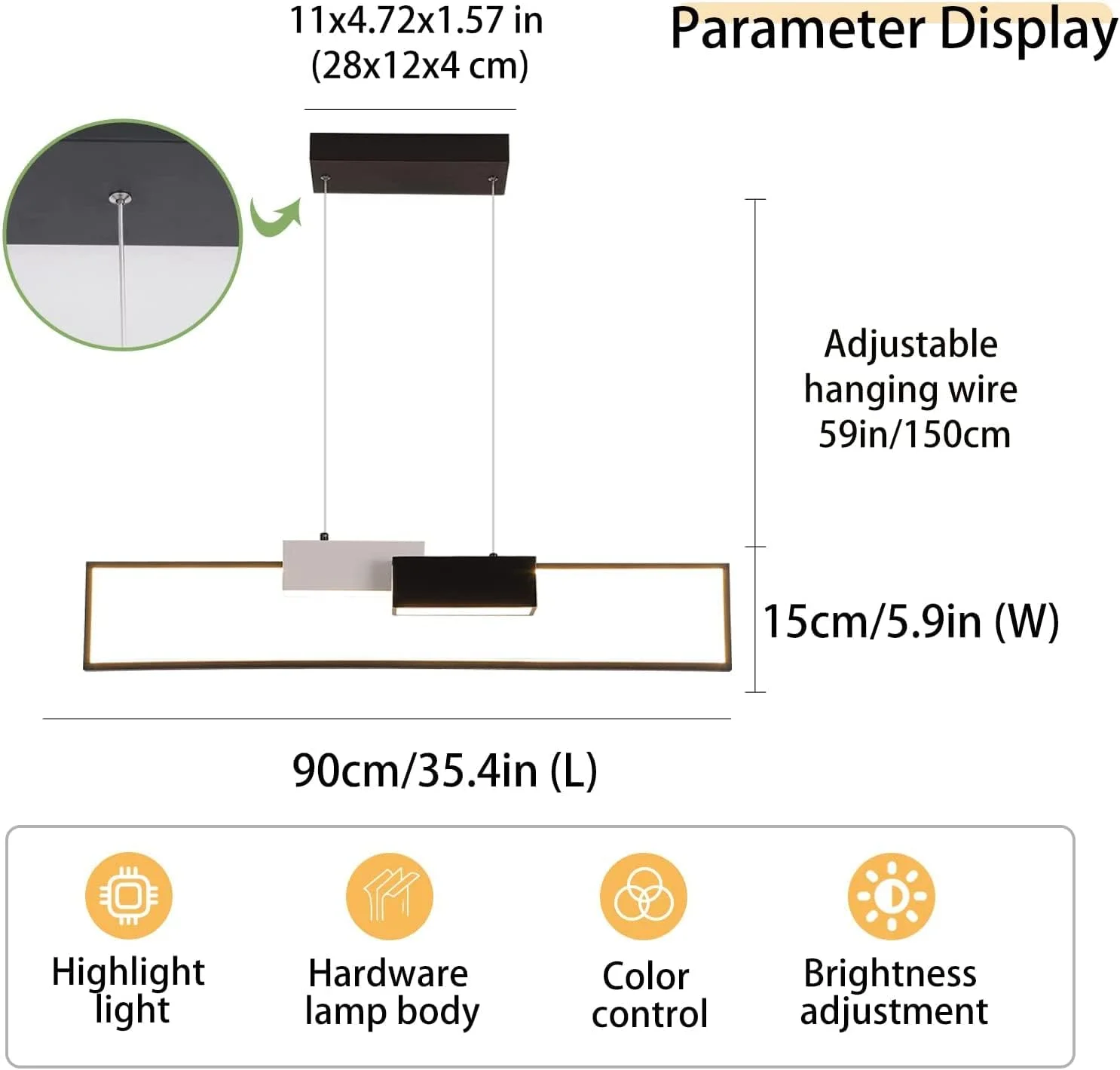 چراغ آویز LED گانید، لوستر LED مدرن دیمر پذیر با ریموت، چراغ آویز آویز مربعی خلاقانه، چراغ سقفی آویز قابل تنظیم برای آشپزخانه اتاق ناهار خوری اتاق خواب، 40 وات چراغ آویز LED گانید، لوستر LED مدرن دیمر پذیر با ریموت، چراغ آویز آویز مربعی خلاقانه، چراغ سقفی آویز قابل تنظیم برای آشپزخانه اتاق ناهار خوری اتاق خواب، 40 وات