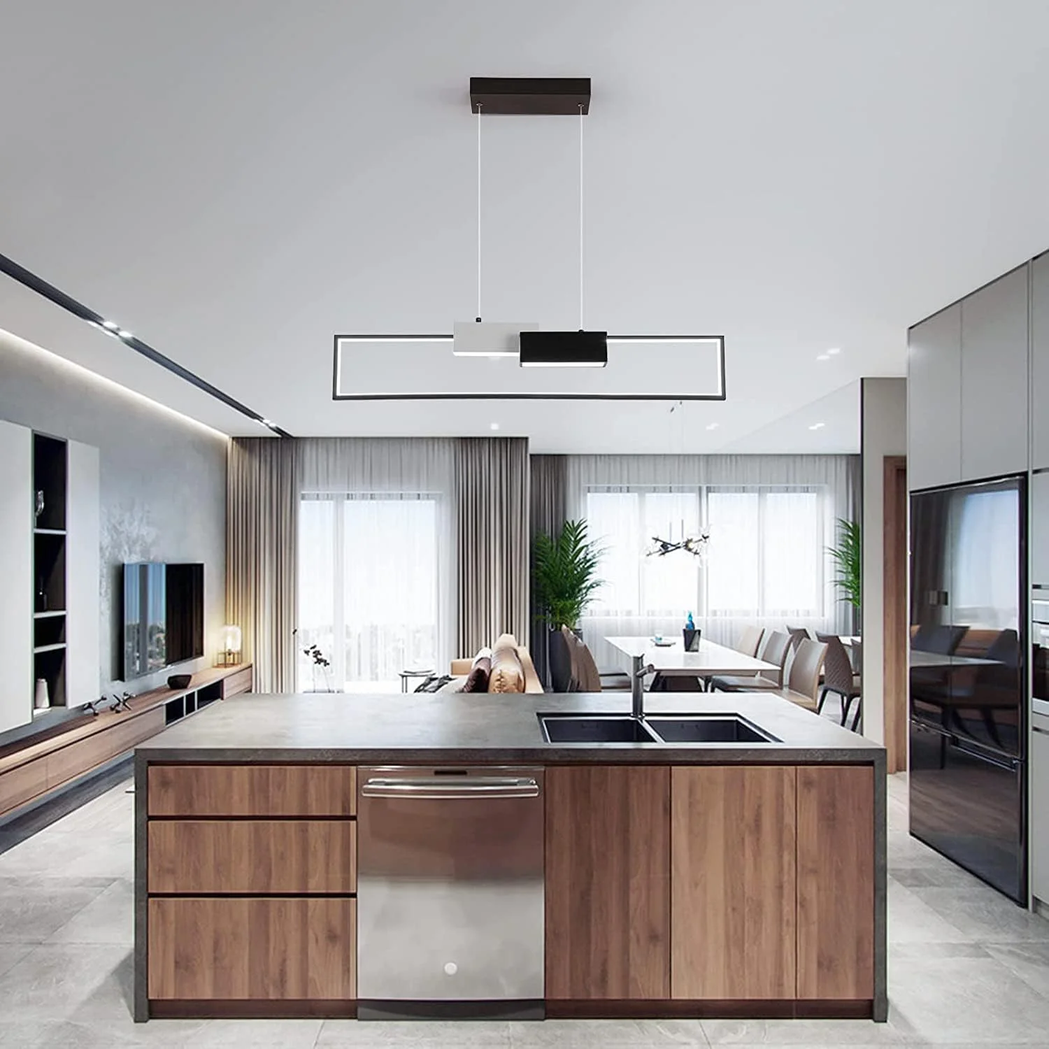 چراغ آویز LED گانید، لوستر LED مدرن دیمر پذیر با ریموت، چراغ آویز آویز مربعی خلاقانه، چراغ سقفی آویز قابل تنظیم برای آشپزخانه اتاق ناهار خوری اتاق خواب، 40 وات چراغ آویز LED گانید، لوستر LED مدرن دیمر پذیر با ریموت، چراغ آویز آویز مربعی خلاقانه، چراغ سقفی آویز قابل تنظیم برای آشپزخانه اتاق ناهار خوری اتاق خواب، 40 وات