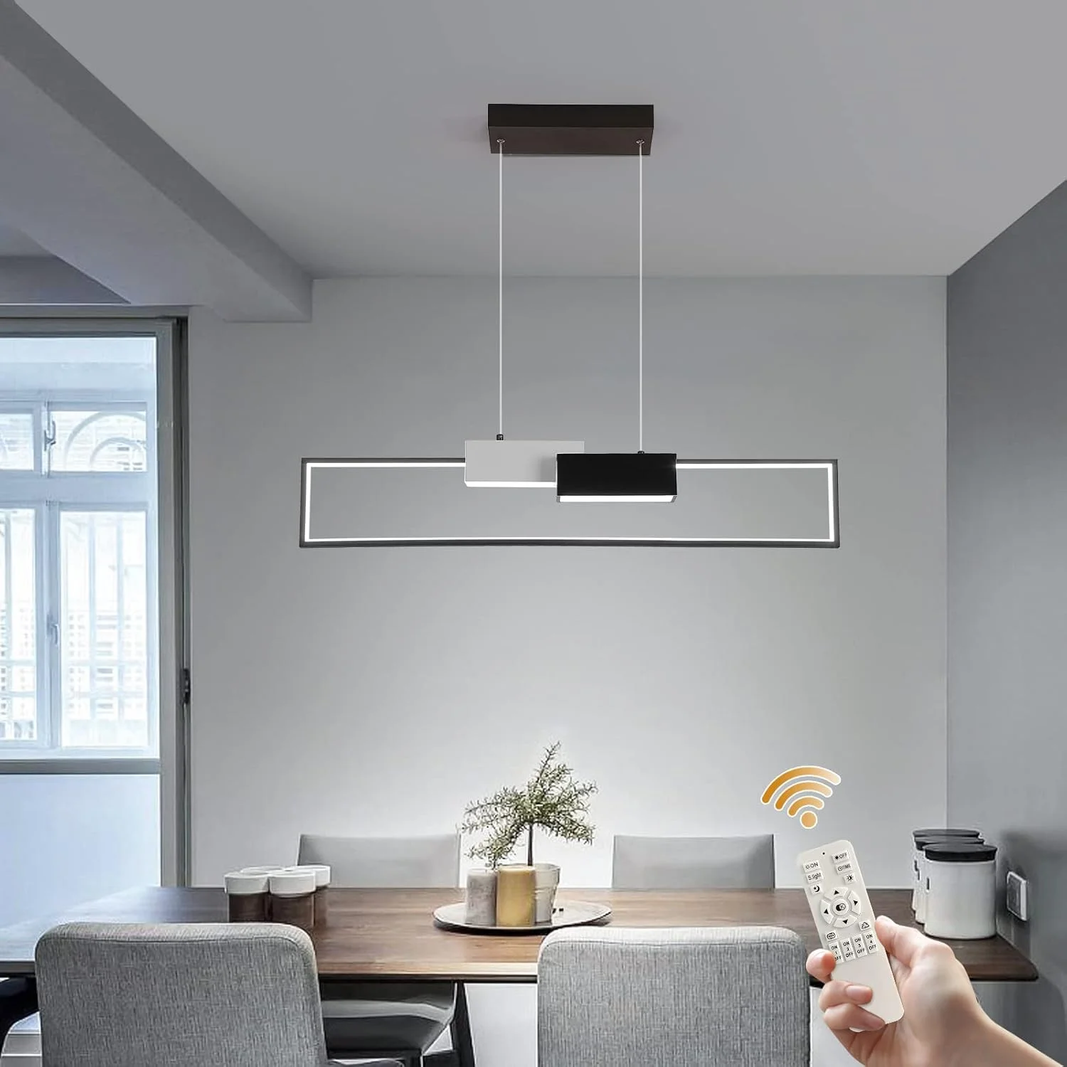 چراغ آویز LED گانید، لوستر LED مدرن دیمر پذیر با ریموت، چراغ آویز آویز مربعی خلاقانه، چراغ سقفی آویز قابل تنظیم برای آشپزخانه اتاق ناهار خوری اتاق خواب، 40 وات چراغ آویز LED گانید، لوستر LED مدرن دیمر پذیر با ریموت، چراغ آویز آویز مربعی خلاقانه، چراغ سقفی آویز قابل تنظیم برای آشپزخانه اتاق ناهار خوری اتاق خواب، 40 وات