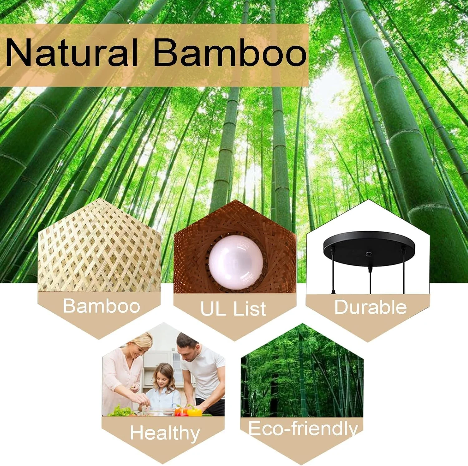 چراغ آویز بامبو zMartEx، لوستر سه شاخه با سبک رترو، حصیری طبیعی بافته شده دست ساز، روشنایی سقفی برای اتاق نشیمن، اتاق خواب، رستوران، کافه، بار، باشگاه (مدل STYLE-1)