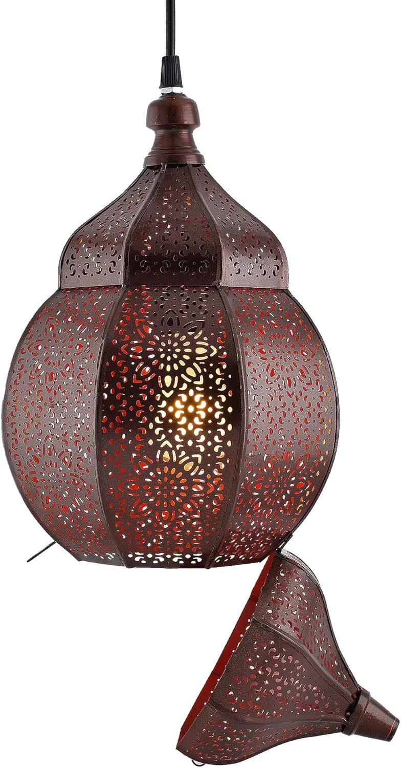 چراغ آویز مراکشی Homesake - چراغ های سقفی فلزی دست ساز وینتیج، لوستر جھومار برای اتاق نشیمن، اتاق خواب، اتاق غذاخوری - سازگار با LED، نورپردازی جشن، دکوراسیون منزل چراغ آویز مراکشی Homesake - چراغ های سقفی فلزی دست ساز وینتیج، لوستر جھومار برای اتاق نشیمن، اتاق خواب، اتاق غذاخوری - سازگار با LED، نورپردازی جشن، دکوراسیون منزل