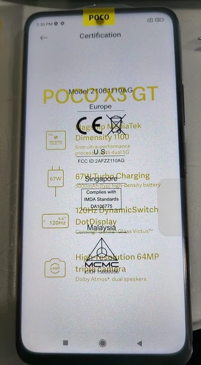 گوشی موبایل شیائومی POCO X3 GT رنگ سفید ابری، 8 گیگابایت رم، 128 گیگابایت حافظه داخلی - نسخه گلوبال 5G LET