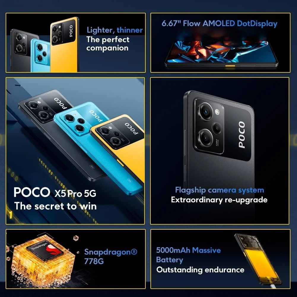 گوشی موبایل شیائومی Poco X5 Pro دو سیم کارت 128 گیگابایت رام + 6 گیگابایت رم (فقط GSM | بدون CDMA) نسخه بین المللی - آنلاک فکتوری 5G - (مشکی) گوشی موبایل شیائومی Poco X5 Pro دو سیم کارت 128 گیگابایت رام + 6 گیگابایت رم (فقط GSM | بدون CDMA) نسخه بین المللی - آنلاک فکتوری 5G - (مشکی)