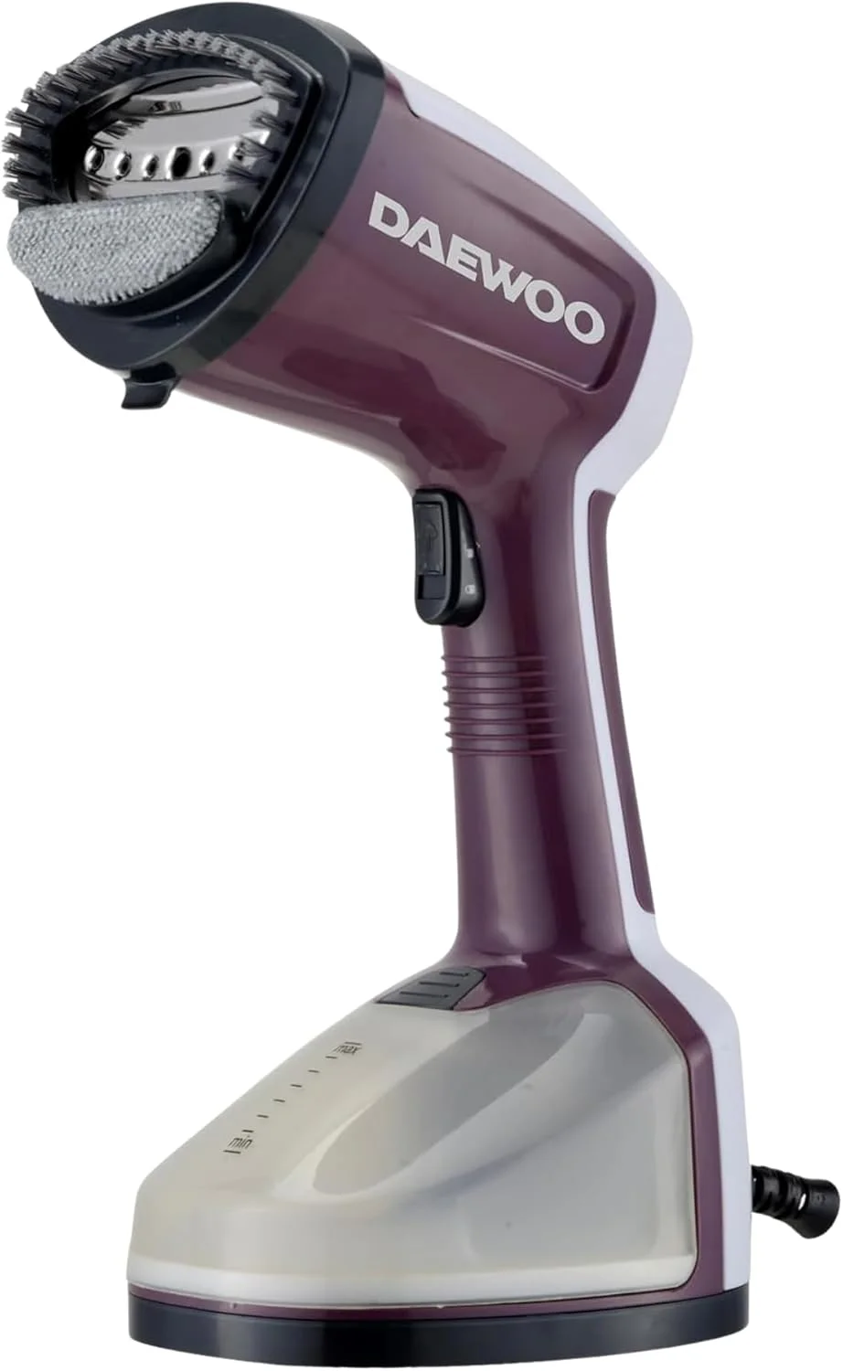 بخارگر لباس Daewoo - بخارگر دستی قابل حمل لباس و پوشاک، پنل استیل ضد زنگ با برس پارچه و پرز، ظرفیت 350 میلی لیتر، 1200 وات - DGS 8380 - آبی - 2 سال گارانتی
