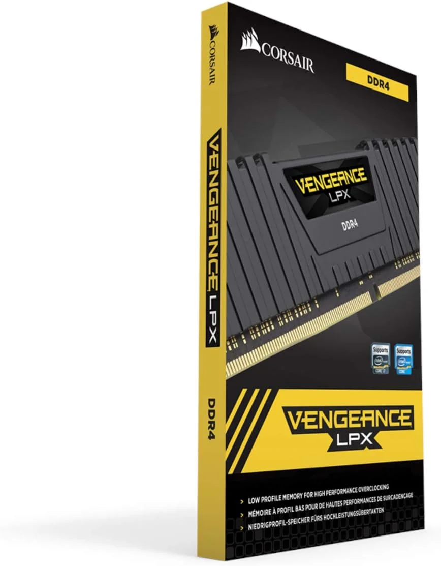 کیت حافظه دسکتاپ با کارایی بالا Corsair CMK16GX4M2D3200C16 Vengeance LPX 16 گیگابایت (2 عدد 8 گیگابایتی) DDR4 3200 مگاهرتز C16 XMP 2.0، مشکی