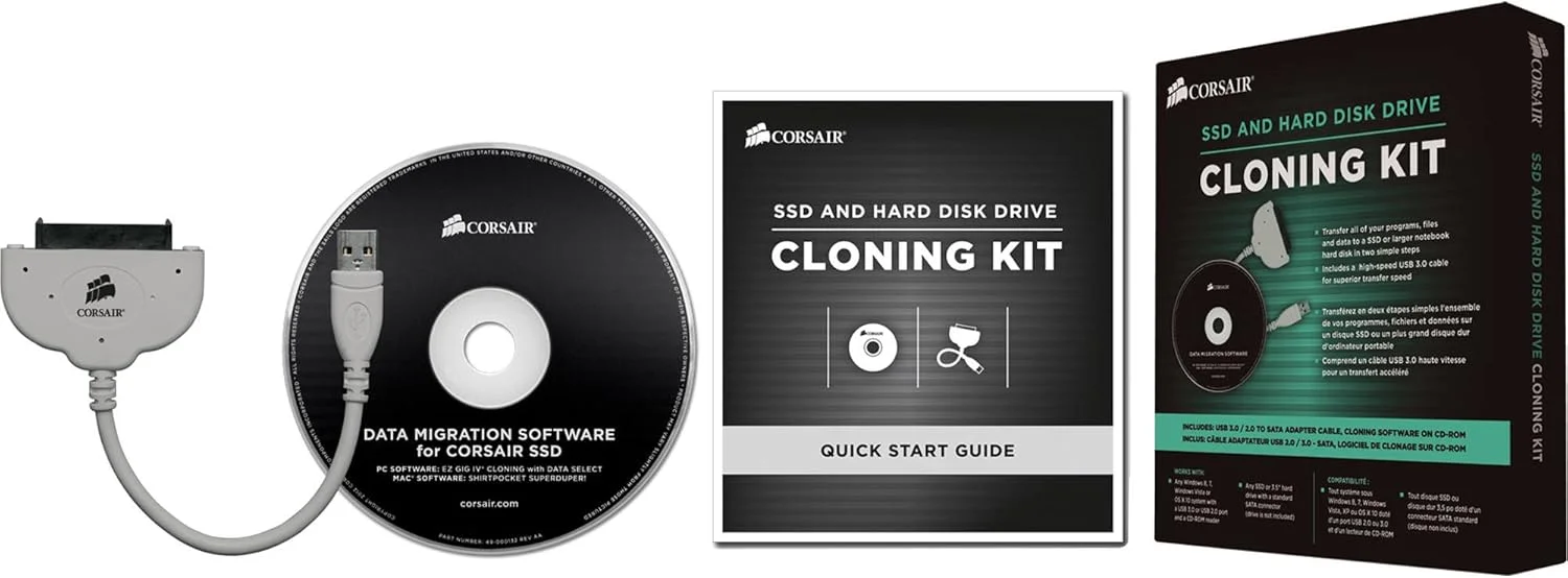 کیت ارتقاء SSD و هارد دیسک (HDD) کورسیر CSSD-UPGRADEKIT با کابل USB 3.0 برای انتقال اطلاعات، مشکی
