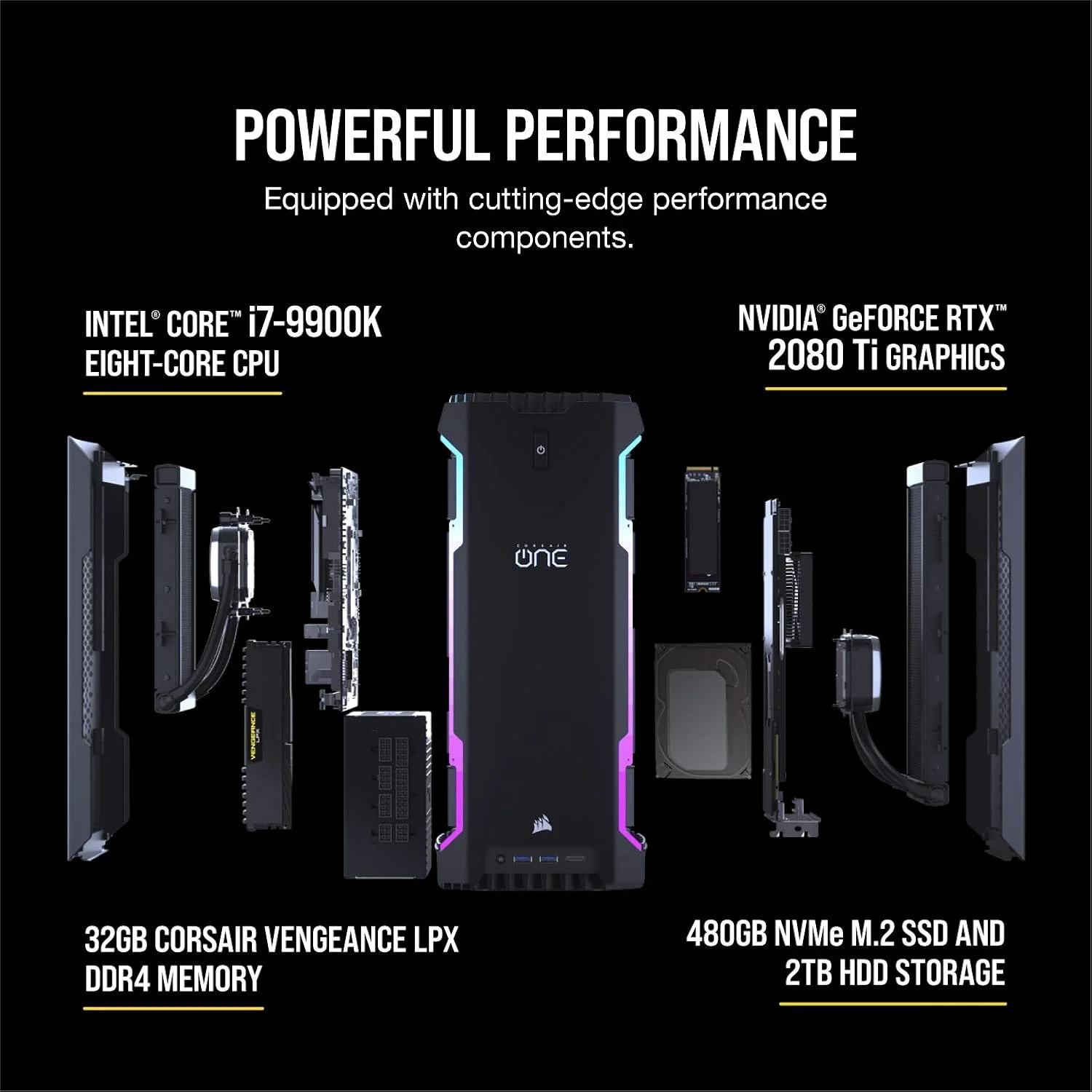 کامپیوتر رومیزی گیمینگ کامپکت CORSAIR ONE i140 با پردازنده i9-9900K - رم 32 گیگابایتی CS-9020003-NA