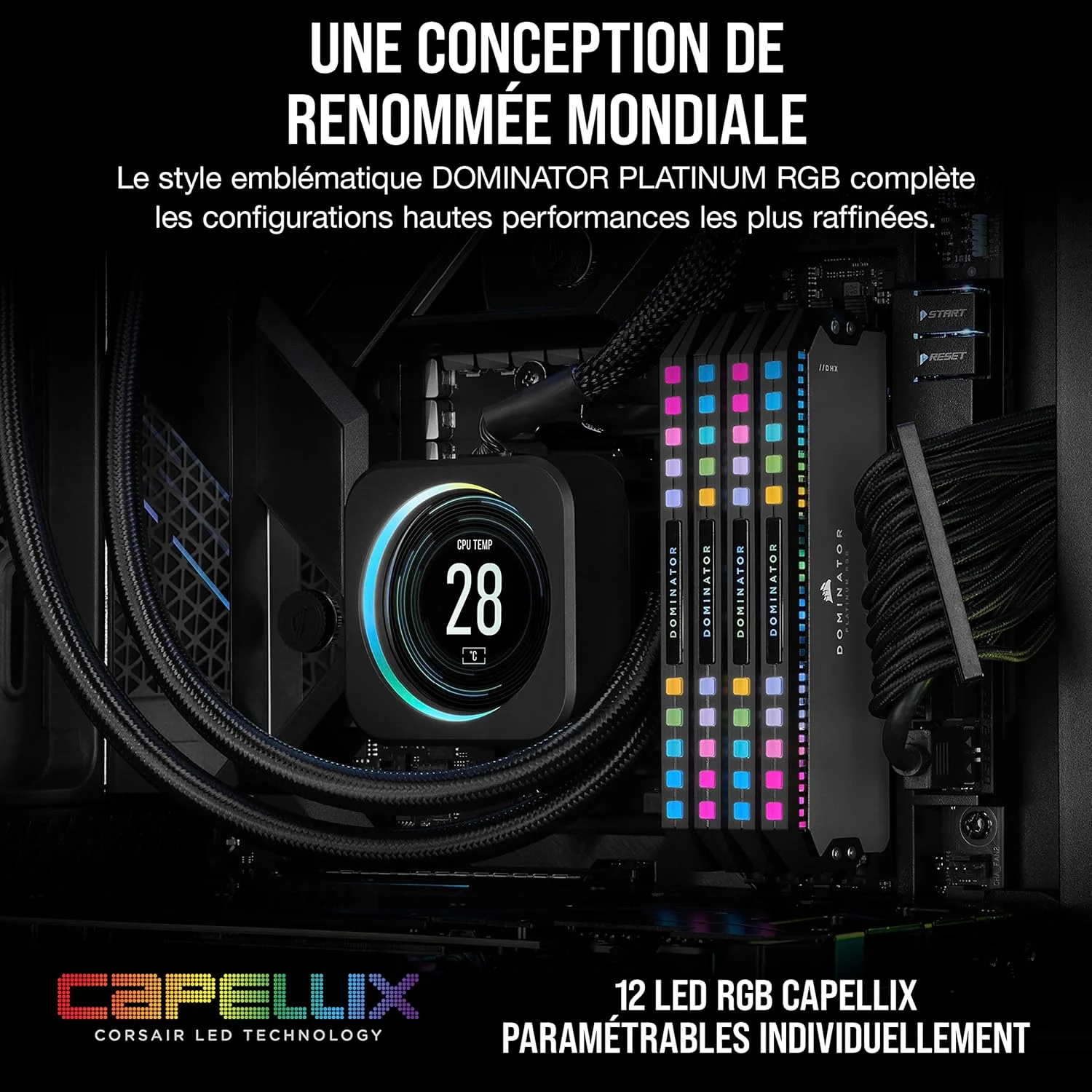 رم کامپیوتر CORSAIR Dominator Platinum RGB DDR5 با ظرفیت 64 گیگابایت (2x32GB) 6000MHz CL30 AMD Expo سازگار با iCUE - خاکستری (CMT64GX5M2B6000Z30)