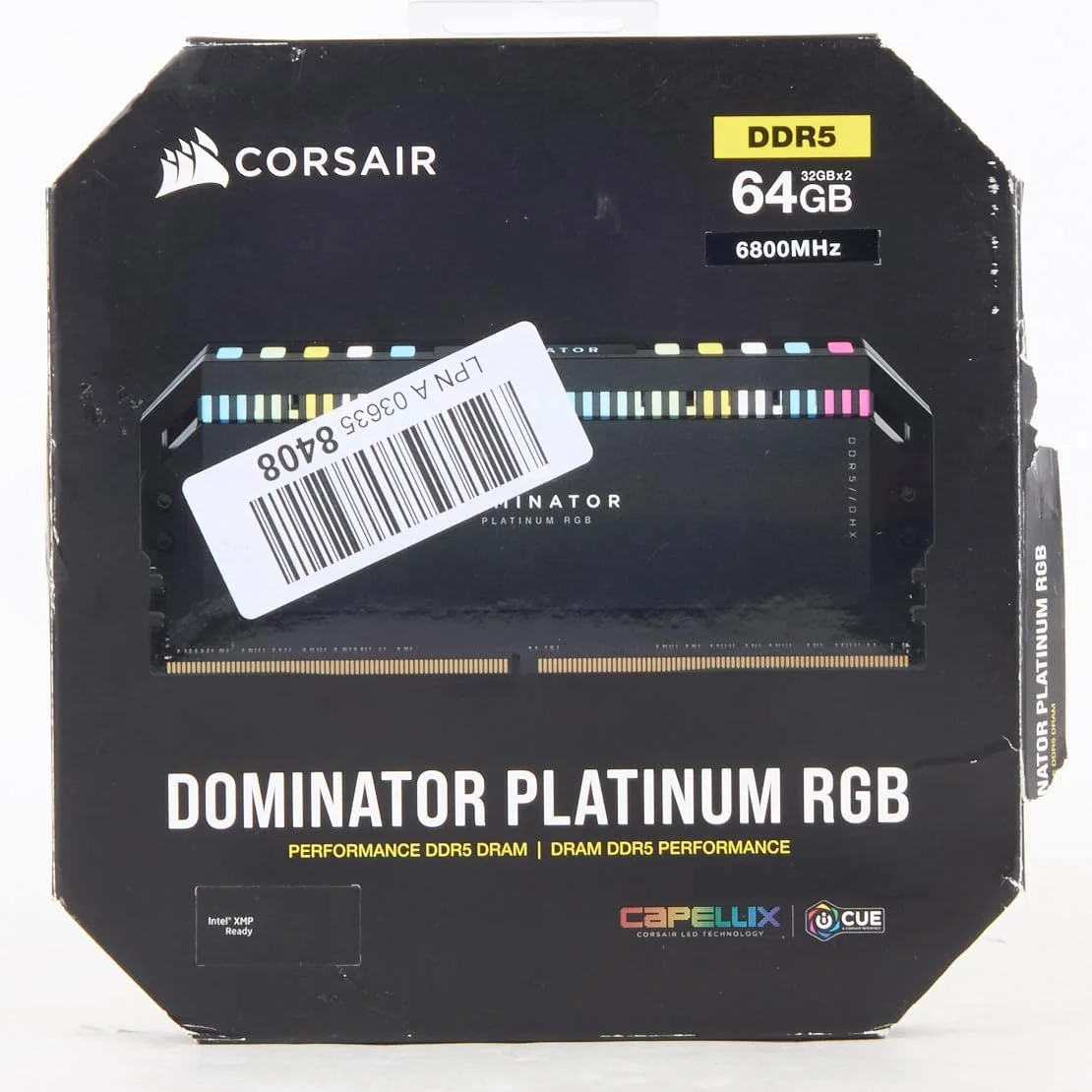 رم کامپیوتر CORSAIR DOMINATOR PLATINUM RGB DDR5 با ظرفیت 64 گیگابایت (2x32GB) و فرکانس 6800MHz CL40، سازگار با Intel XMP iCUE - مشکی (CMT64GX5M2B6800C40)
