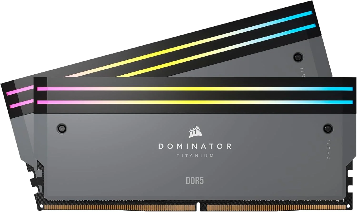رم کامپیوتر CORSAIR DOMINATOR TITANIUM RGB DDR5 با ظرفیت 32 گیگابایت (2x16GB) DDR5 6000MHz CL30 AMD EXPO سازگار با iCUE - خاکستری (CMP32GX5M2B6000Z30)