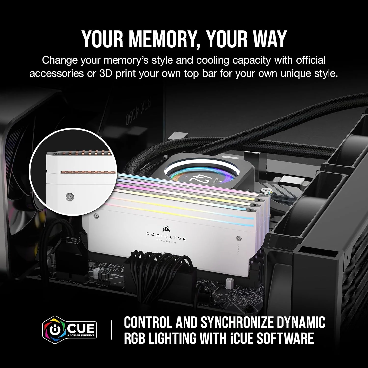 رم کامپیوتر CORSAIR DOMINATOR TITANIUM RGB DDR5 با ظرفیت 64 گیگابایت (4x16GB) DDR5 6400MHz CL32 Intel XMP iCUE سازگار - سفید (CMP64GX5M4B6400C32W)