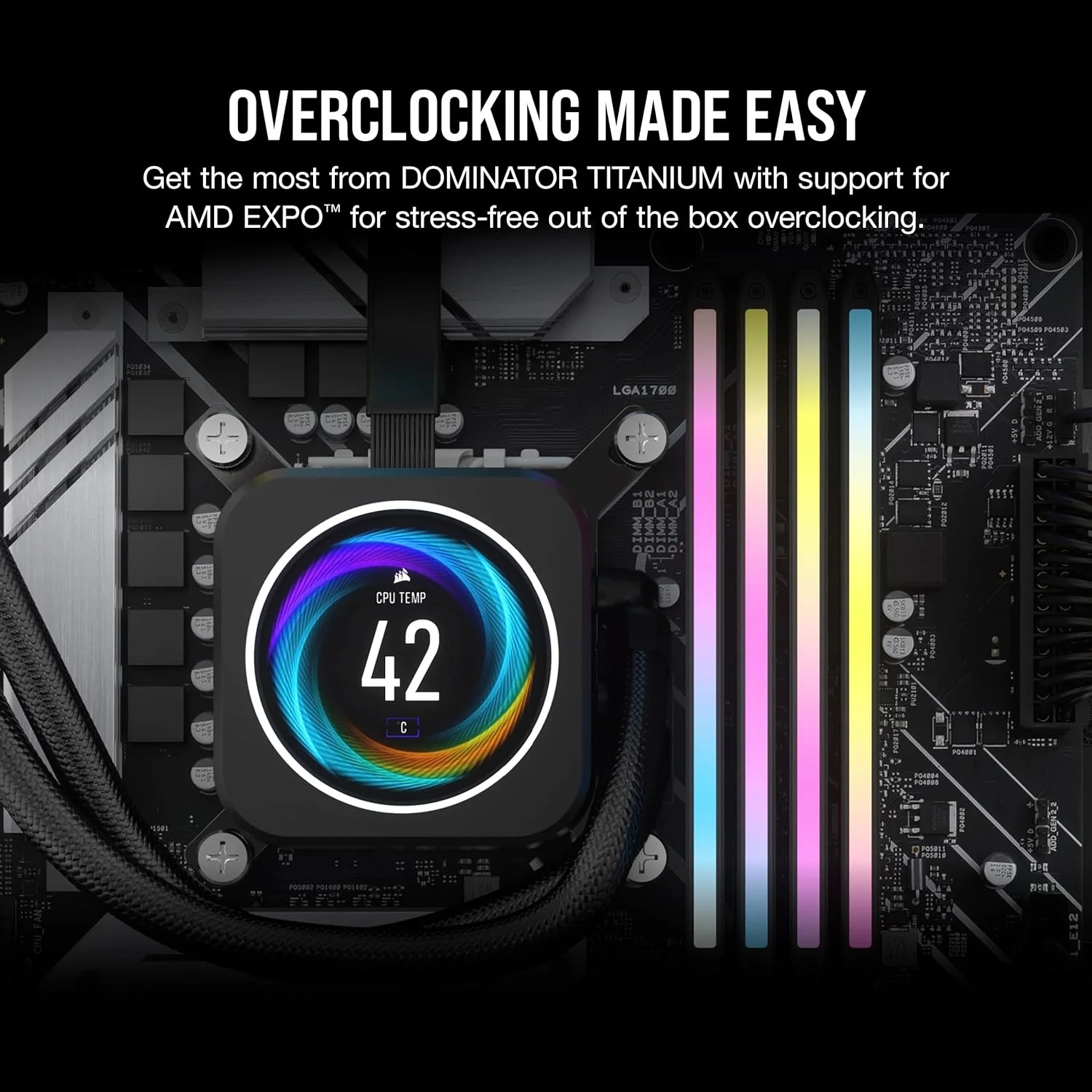 رم کامپیوتر CORSAIR DOMINATOR TITANIUM RGB DDR5 با ظرفیت 64 گیگابایت (2x32GB) DDR5 6000MHz CL30 AMD EXPO سازگار با iCUE - خاکستری (CMP64GX5M2B6000Z30)