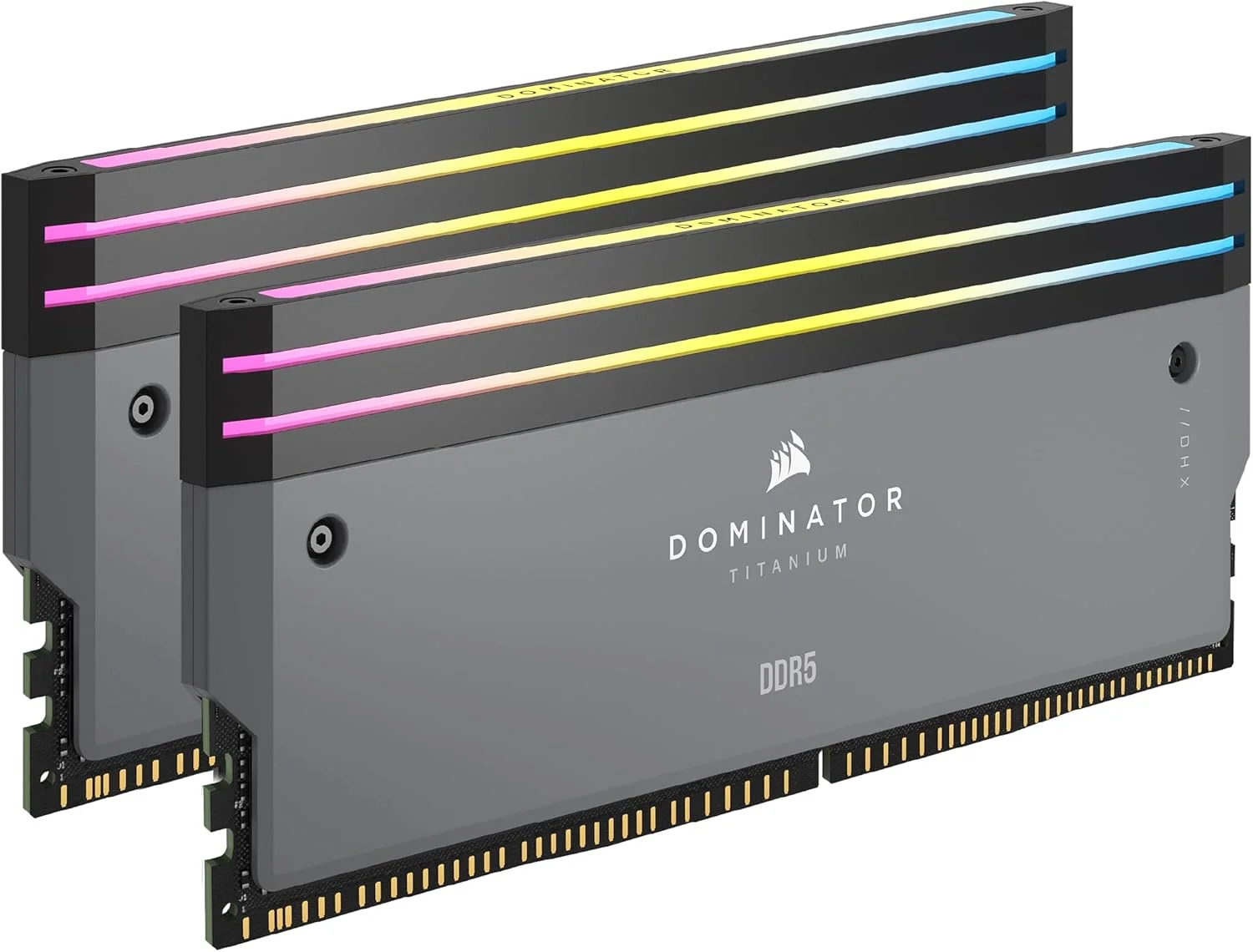 کیت ارتقاء نورپردازی RGB رم CORSAIR DOMINATOR TITANIUM DDR5 - 2 عدد ماژول - 0 گیگابایت رم - سازگار با CORSAIR iCUE - خاکستری