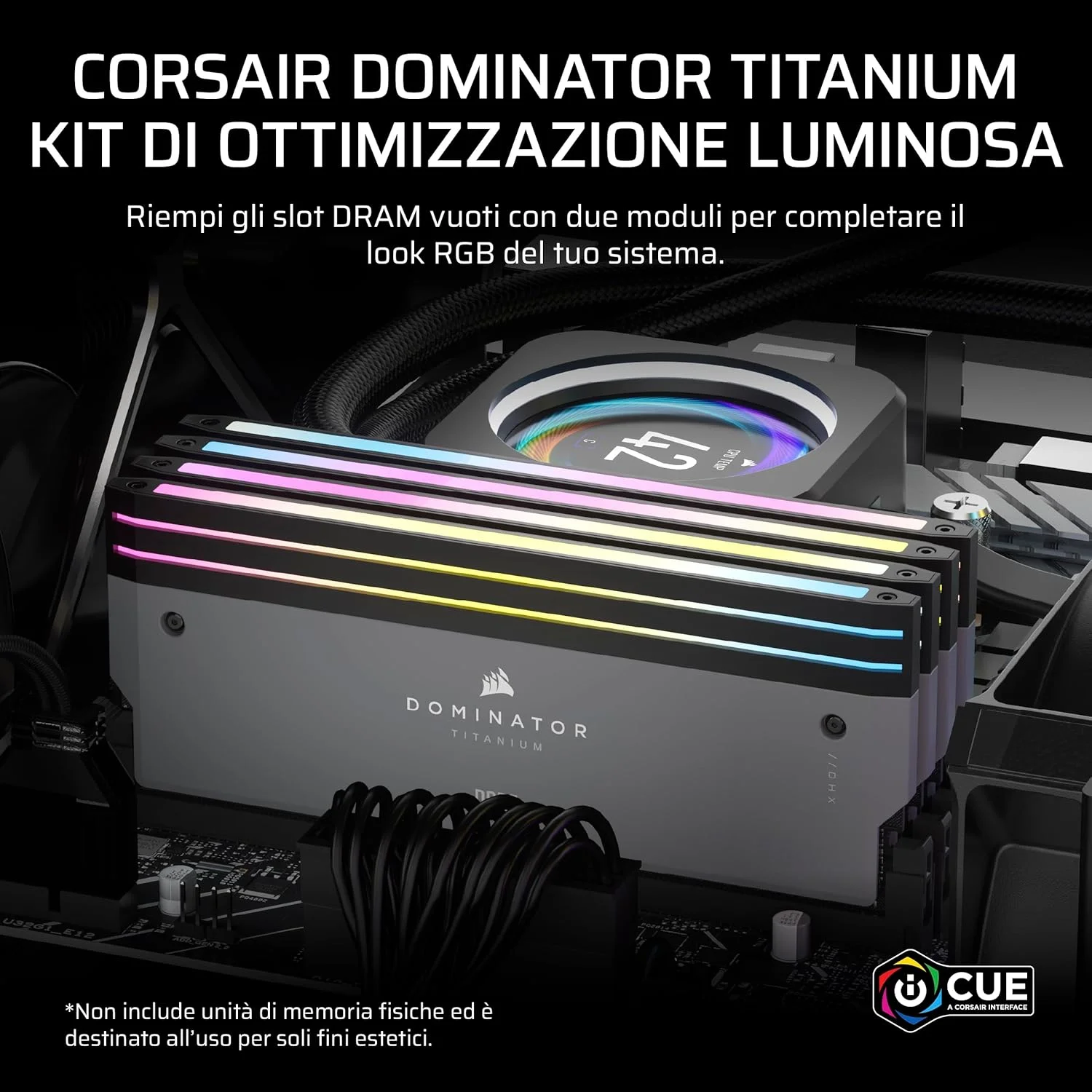 کیت ارتقاء نورپردازی RGB رم CORSAIR DOMINATOR TITANIUM DDR5 - 2 عدد ماژول - 0 گیگابایت رم - سازگار با CORSAIR iCUE - خاکستری