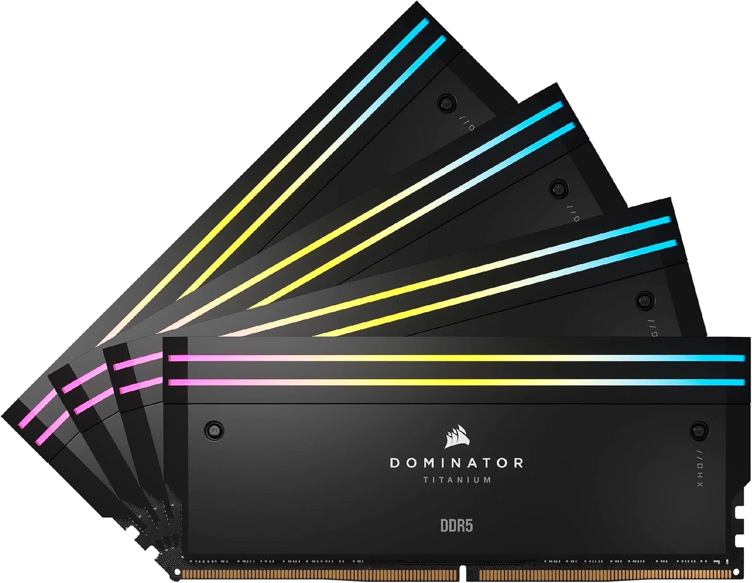 رم کامپیوتر CORSAIR DOMINATOR TITANIUM RGB DDR5 با ظرفیت 96 گیگابایت (4x24GB) و فرکانس 6400 مگاهرتز CL32، سازگار با Intel XMP iCUE - مشکی (CMP96GX5M4B6400C32)