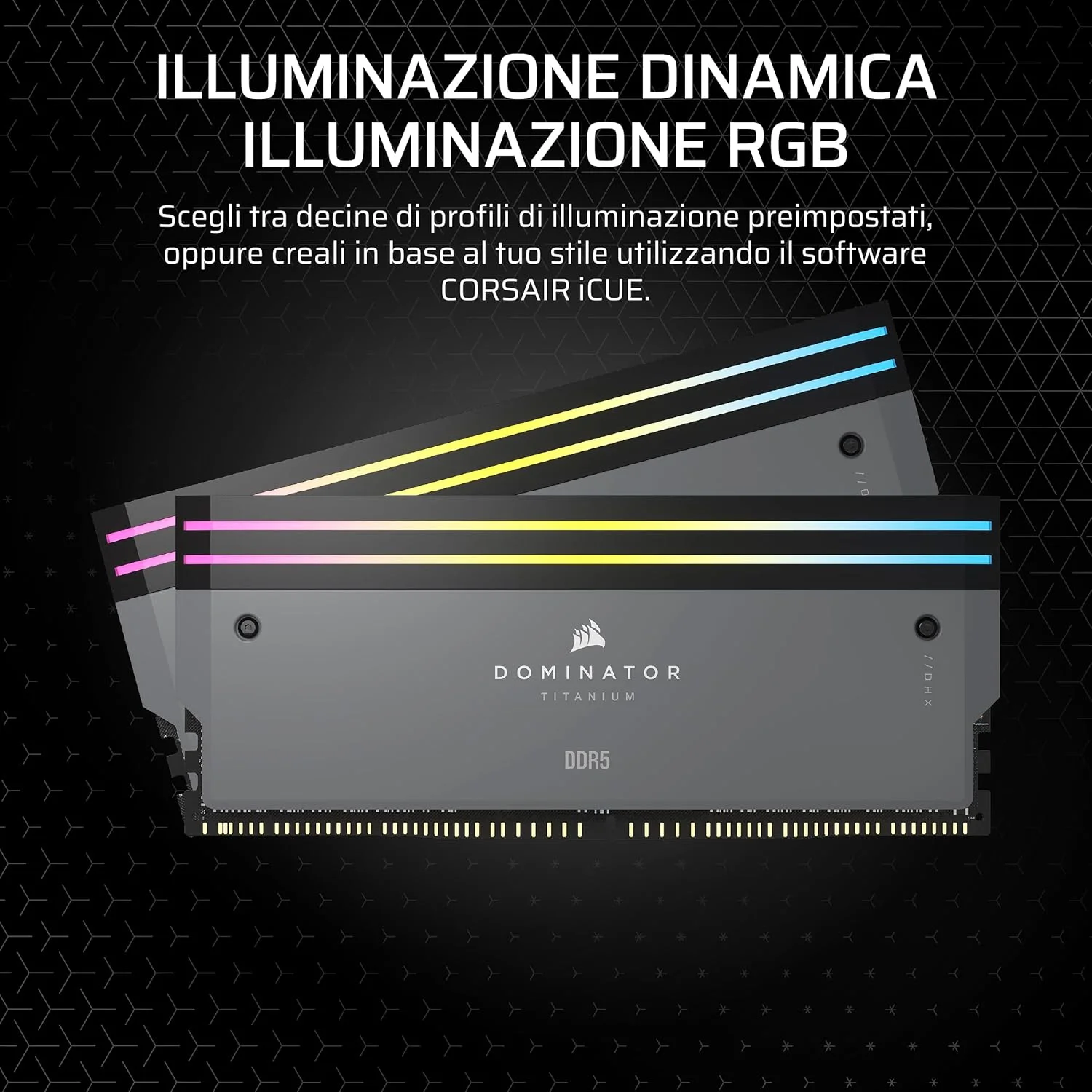 کیت ارتقاء نورپردازی RGB رم CORSAIR DOMINATOR TITANIUM DDR5 - 2 عدد ماژول - 0 گیگابایت رم - سازگار با CORSAIR iCUE - خاکستری