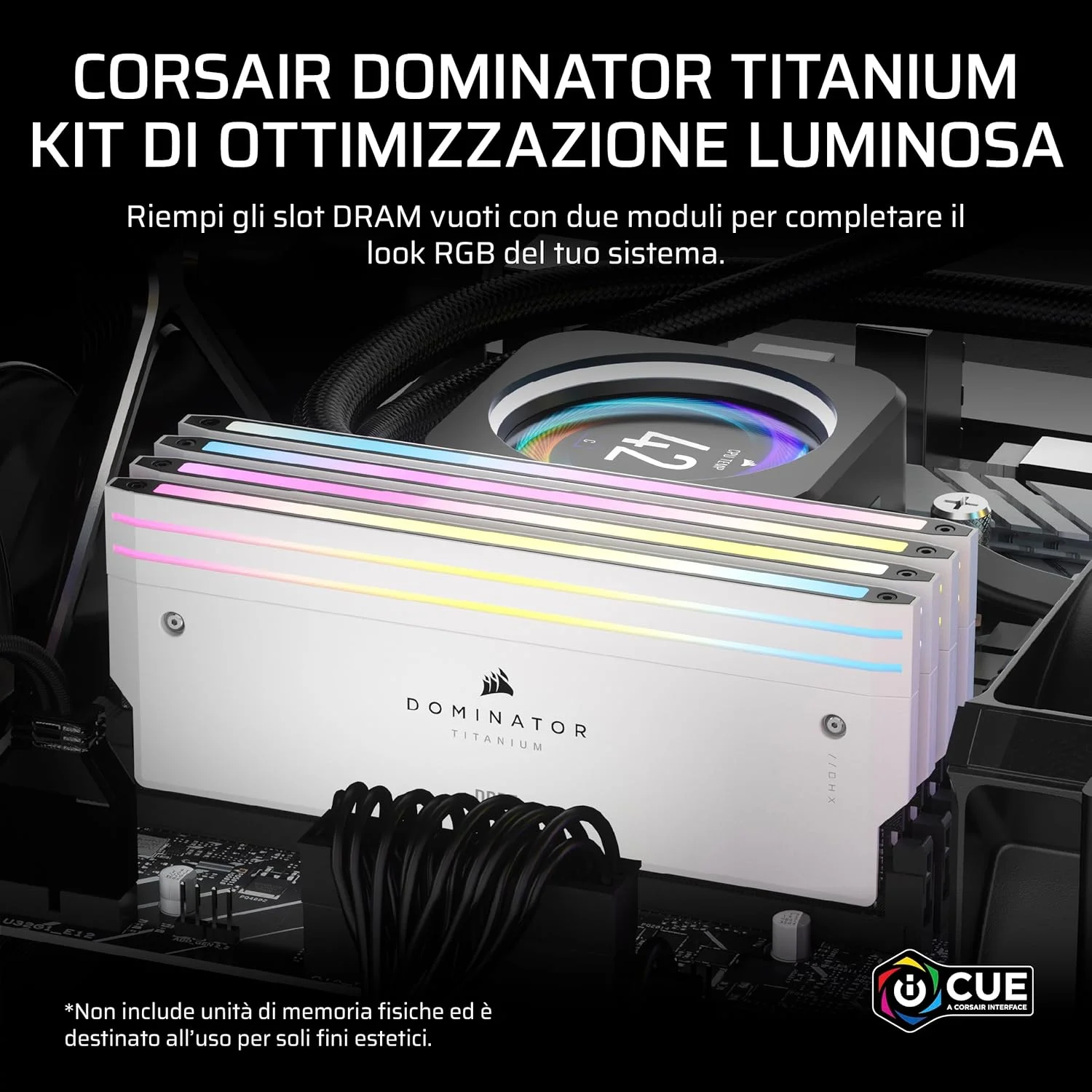 کیت ارتقاء نور CORSAIR DOMINATOR TITANIUM DDR5 RGB – 2 عدد ماژول – 0 گیگابایت رم – سازگار با CORSAIR iCUE – سفید