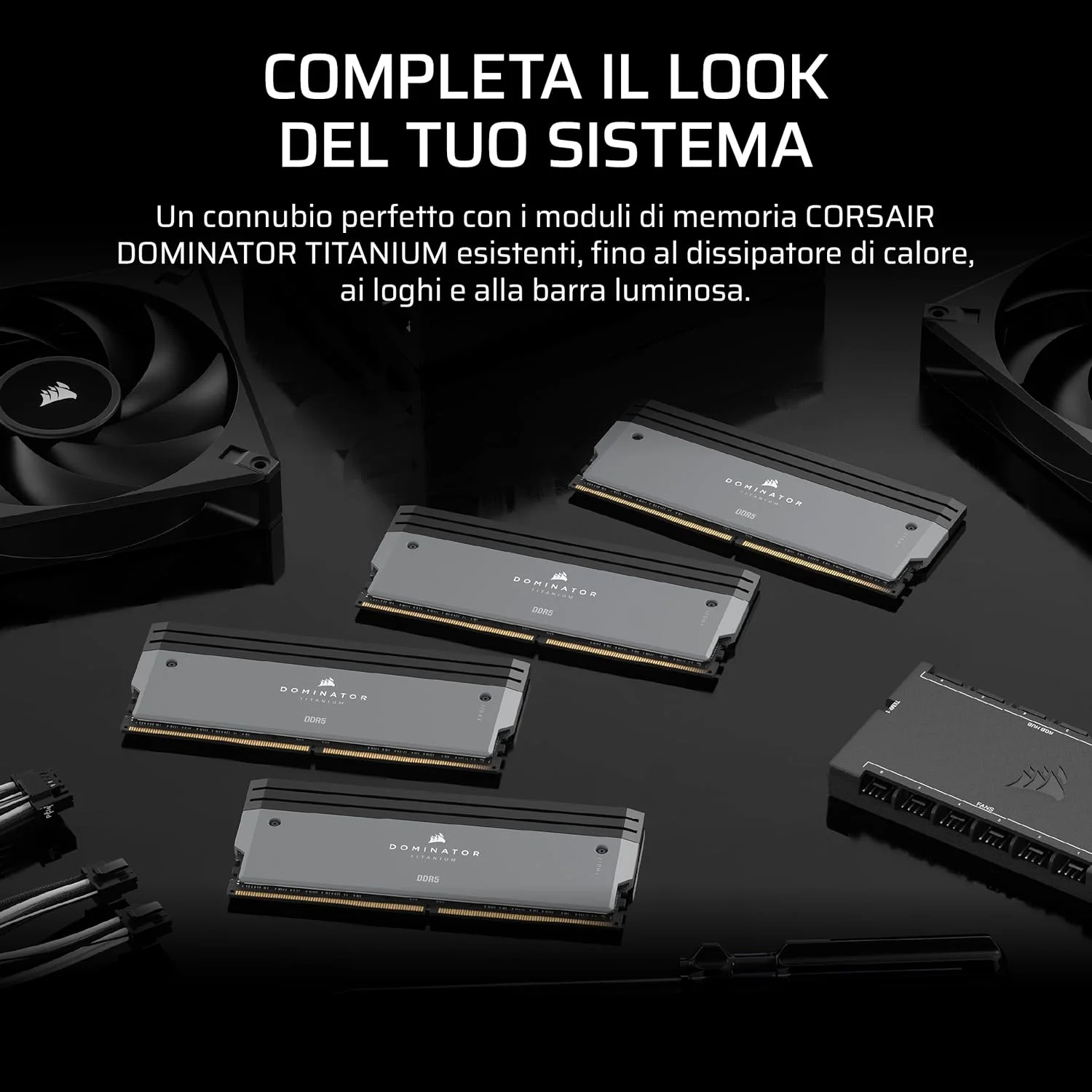 کیت ارتقاء نورپردازی RGB رم CORSAIR DOMINATOR TITANIUM DDR5 - 2 عدد ماژول - 0 گیگابایت رم - سازگار با CORSAIR iCUE - خاکستری