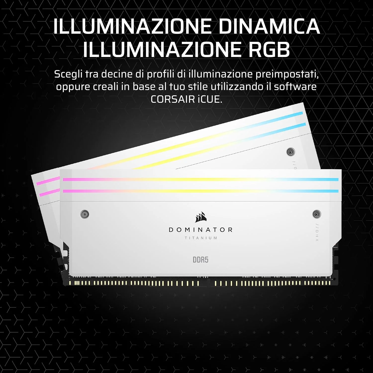کیت ارتقاء نور CORSAIR DOMINATOR TITANIUM DDR5 RGB – 2 عدد ماژول – 0 گیگابایت رم – سازگار با CORSAIR iCUE – سفید