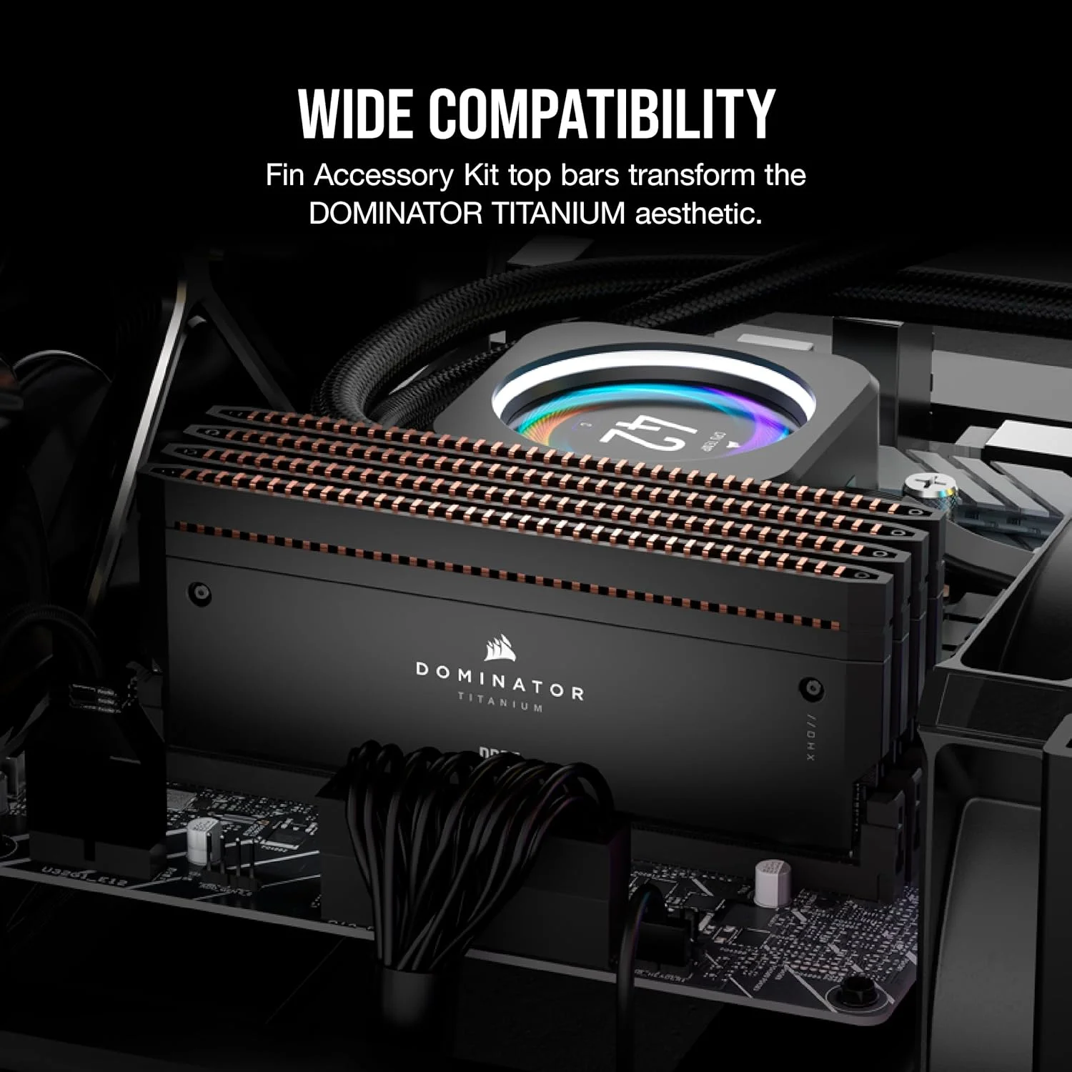 کیت لوازم جانبی فین رم CORSAIR DOMINATOR TITANIUM RGB DDR5 - مشکی (بدون حافظه فیزیکی)