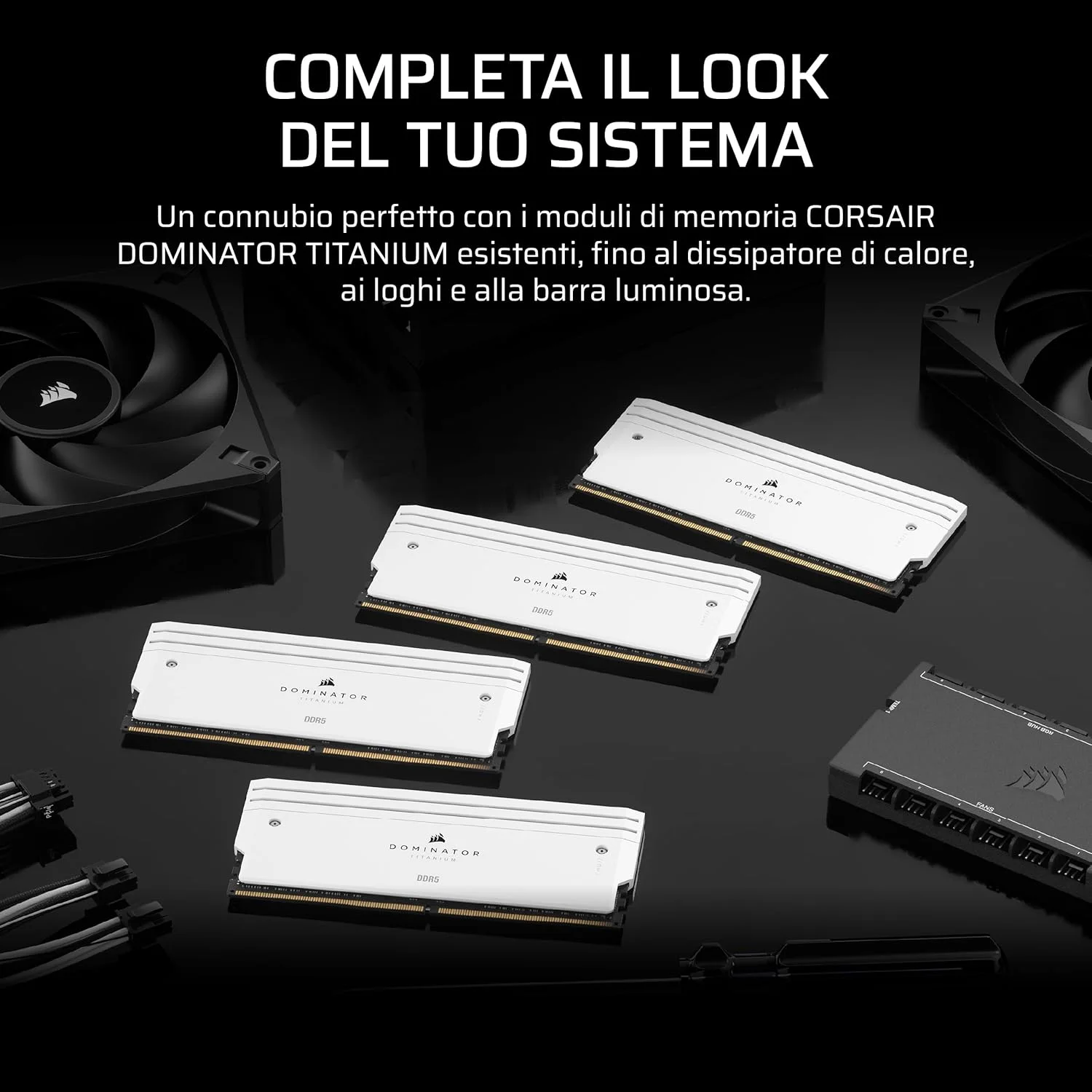 کیت ارتقاء نور CORSAIR DOMINATOR TITANIUM DDR5 RGB – 2 عدد ماژول – 0 گیگابایت رم – سازگار با CORSAIR iCUE – سفید