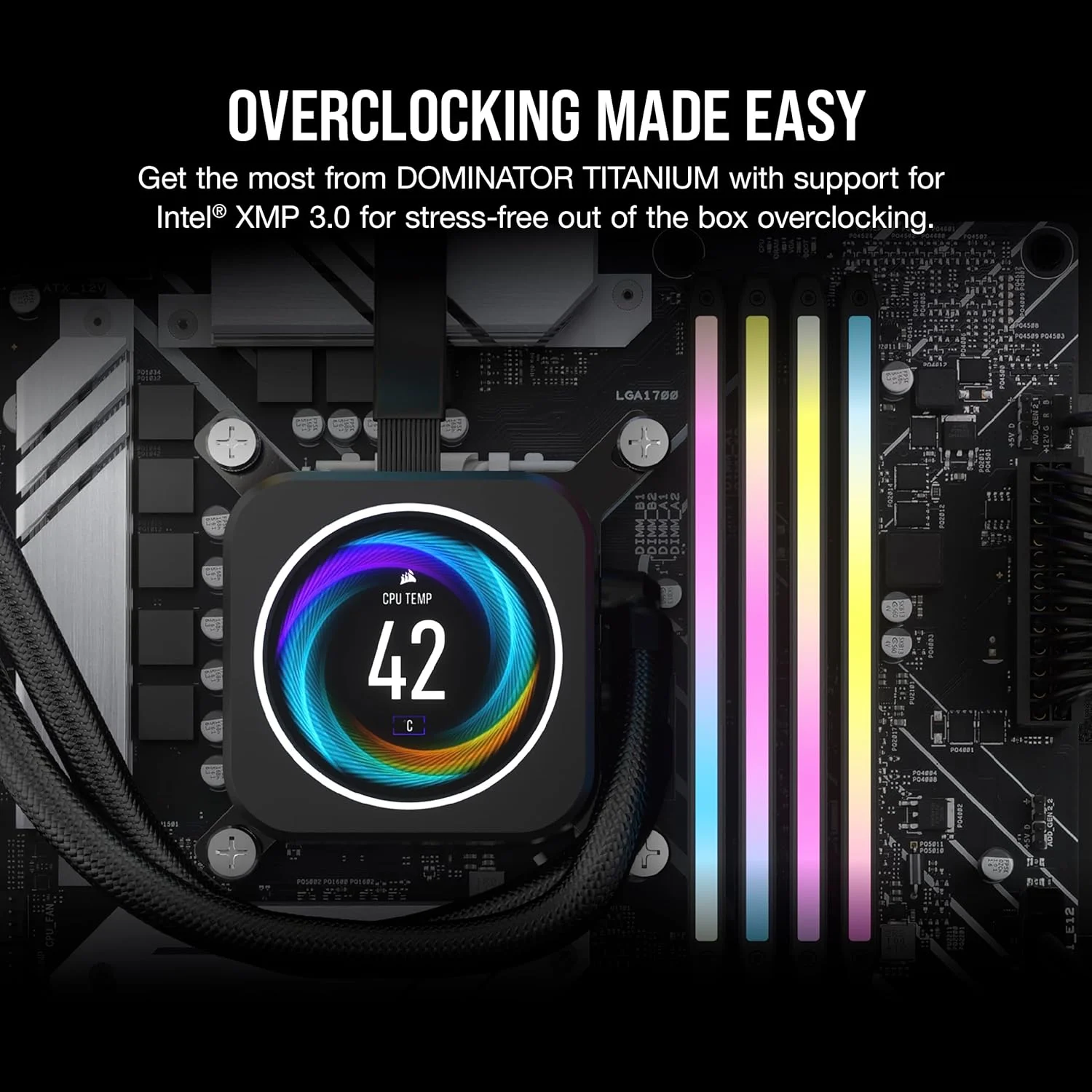 رم کامپیوتر CORSAIR DOMINATOR TITANIUM RGB DDR5 با ظرفیت 96 گیگابایت (4x24GB) و فرکانس 6400 مگاهرتز CL32، سازگار با Intel XMP iCUE - مشکی (CMP96GX5M4B6400C32)