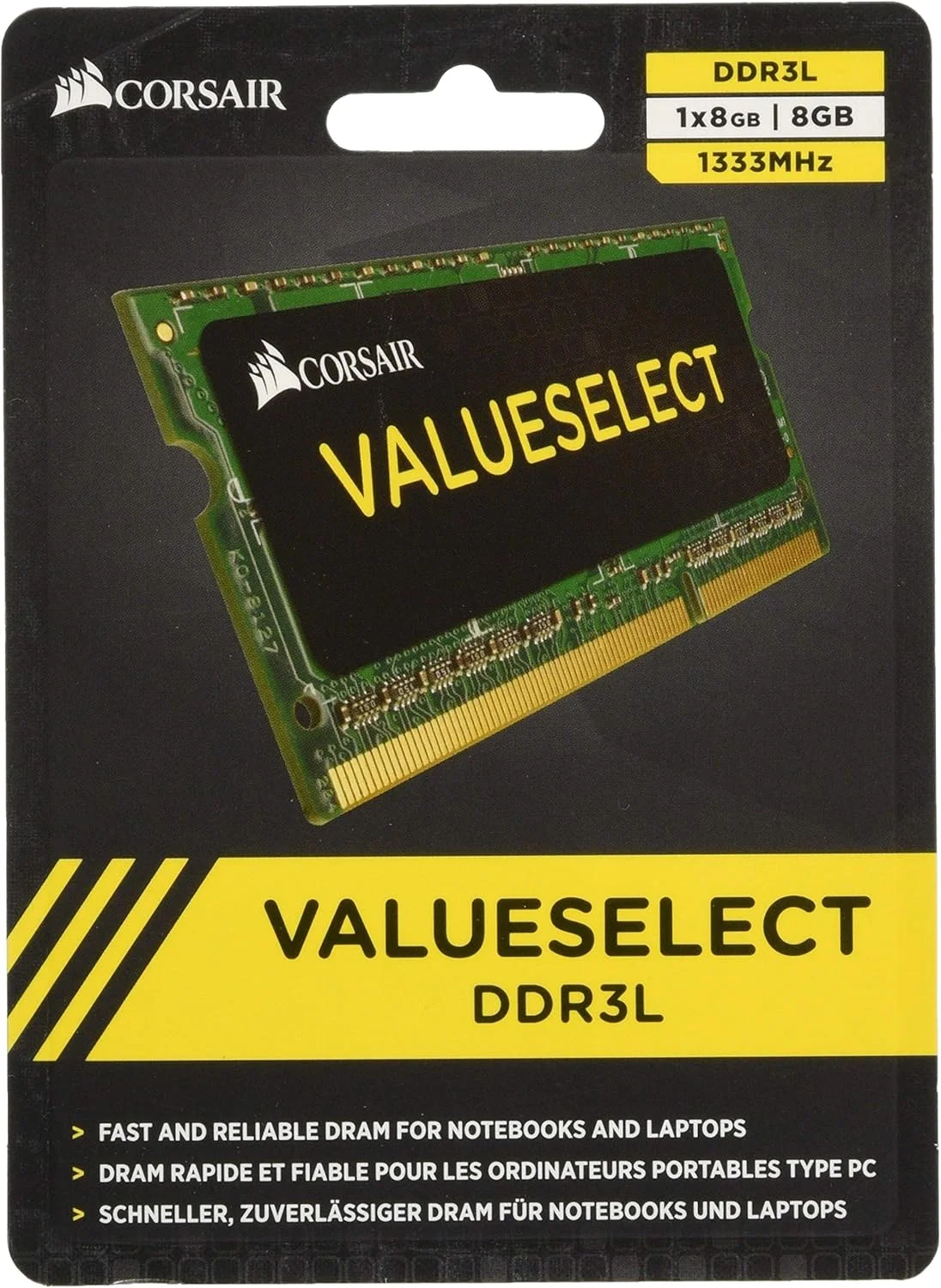 رم کورسیر Value Select SODIMM 8GB (1x8GB) DDR3L 1333MHz C9 حافظه برای لپ تاپ/نوت بوک - مشکی