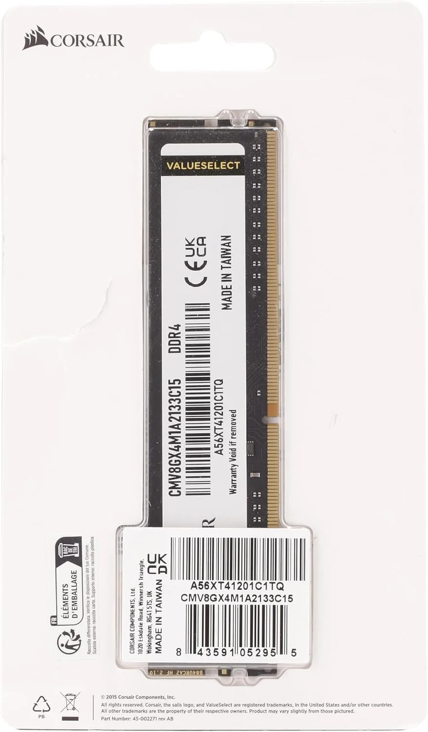 کیت حافظه دسکتاپ کرسیر VALUESELECT با ظرفیت 8 گیگابایت (1x8GB) DDR4 2133 (PC4-17000) C11 1.2V کیت حافظه دسکتاپ کرسیر VALUESELECT با ظرفیت 8 گیگابایت (1x8GB) DDR4 2133 (PC4-17000) C11 1.2V