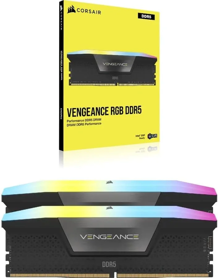 رم کورسیر VENGEANCE RGB DDR5 32GB (2x16GB) 6000MHz، عملکرد DDR5 DRAM، آماده Intel XMP، مشکی