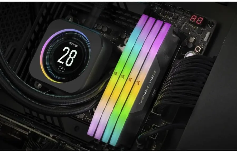 رم کورسیر VENGEANCE RGB DDR5 32GB (2x16GB) 6000MHz، عملکرد DDR5 DRAM، آماده Intel XMP، مشکی