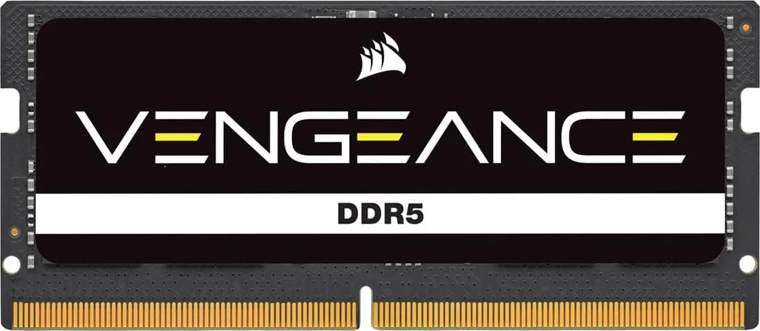 حافظه رم کرسیر VENGEANCE DDR5 SODIMM با ظرفیت 16 گیگابایت (1 عدد 16 گیگابایتی) DDR5 4800MHz C40 سازگار با تقریباً هر سیستم اینتل و AMD، مشکی، CMSX16GX5M1A4800C40، 1 عدد 16 گیگابایتی
