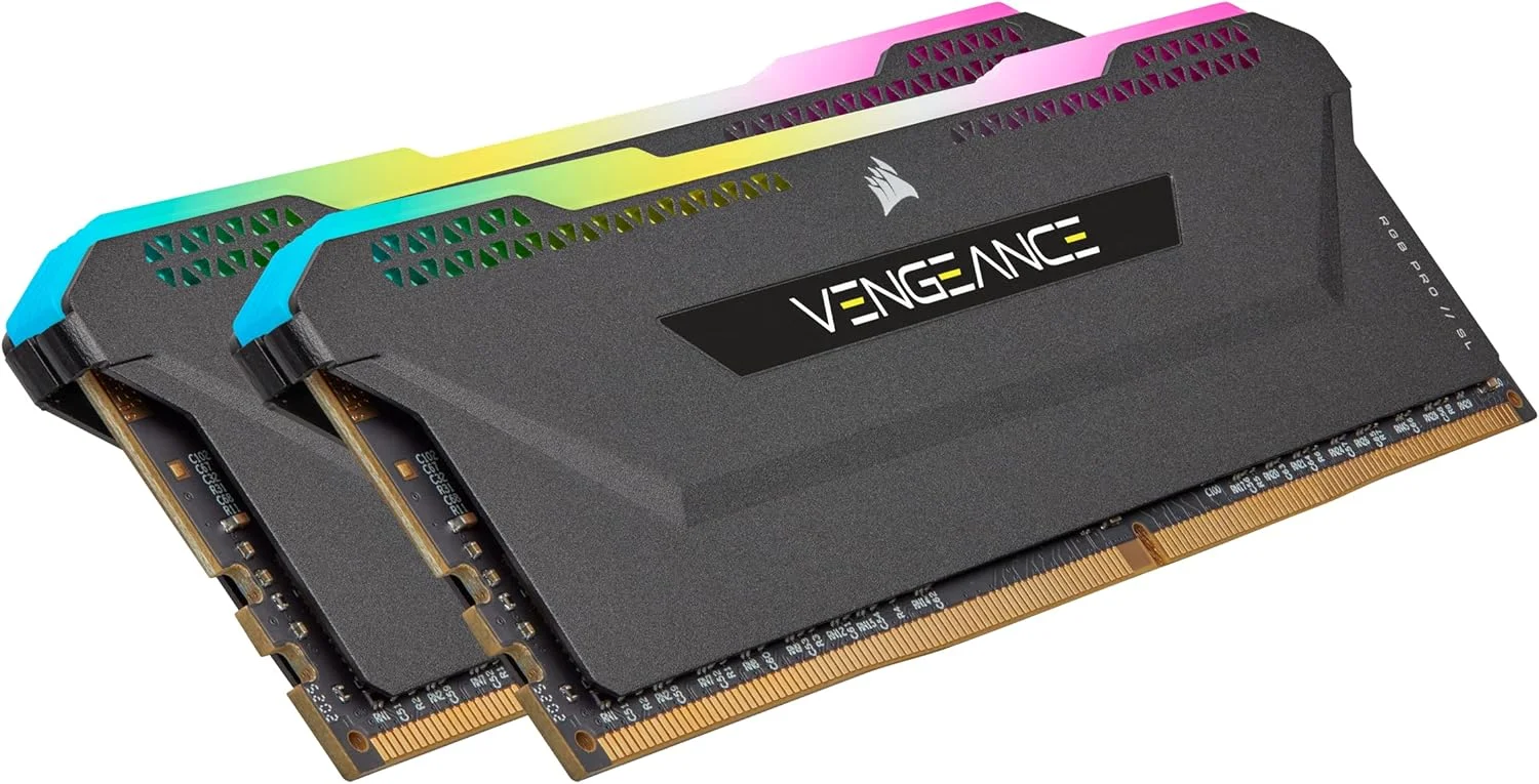 رم دسکتاپ 64 گیگابایتی (2x32GB) Corsair VENGEANCE RGB PRO SL DDR4 3200MHz C16 (10 LED فوق العاده روشن RGB، پشتیبانی از Intel XMP 2.0، سازگار با Intel Z390، AMD 300/400 Series، AMD X570) - مشکی