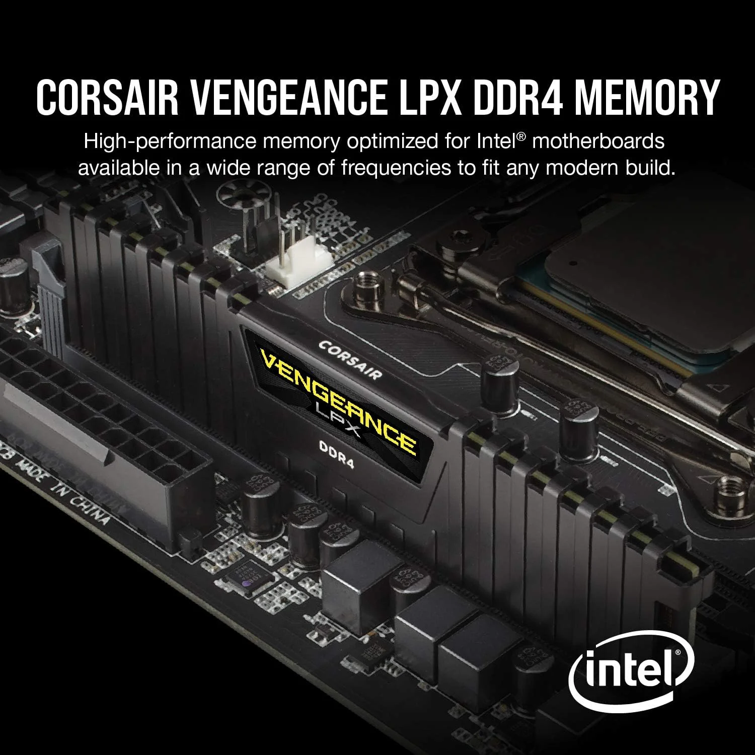 کیت حافظه رم دسکتاپ Corsair Vengeance LPX 32GB (2 x 16GB) DDR4 3200MHz C16 با کارایی بالا، رنگ مشکی