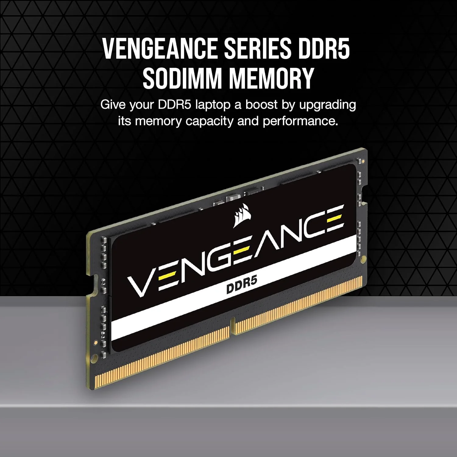 حافظه رم کرسیر VENGEANCE DDR5 SODIMM با ظرفیت 16 گیگابایت (1 عدد 16 گیگابایتی) DDR5 4800MHz C40 سازگار با تقریباً هر سیستم اینتل و AMD، مشکی، CMSX16GX5M1A4800C40، 1 عدد 16 گیگابایتی